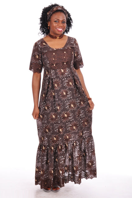 Brown Lace Dress with a touch of Beige and Cream-DP3100、mySite、solidvoid