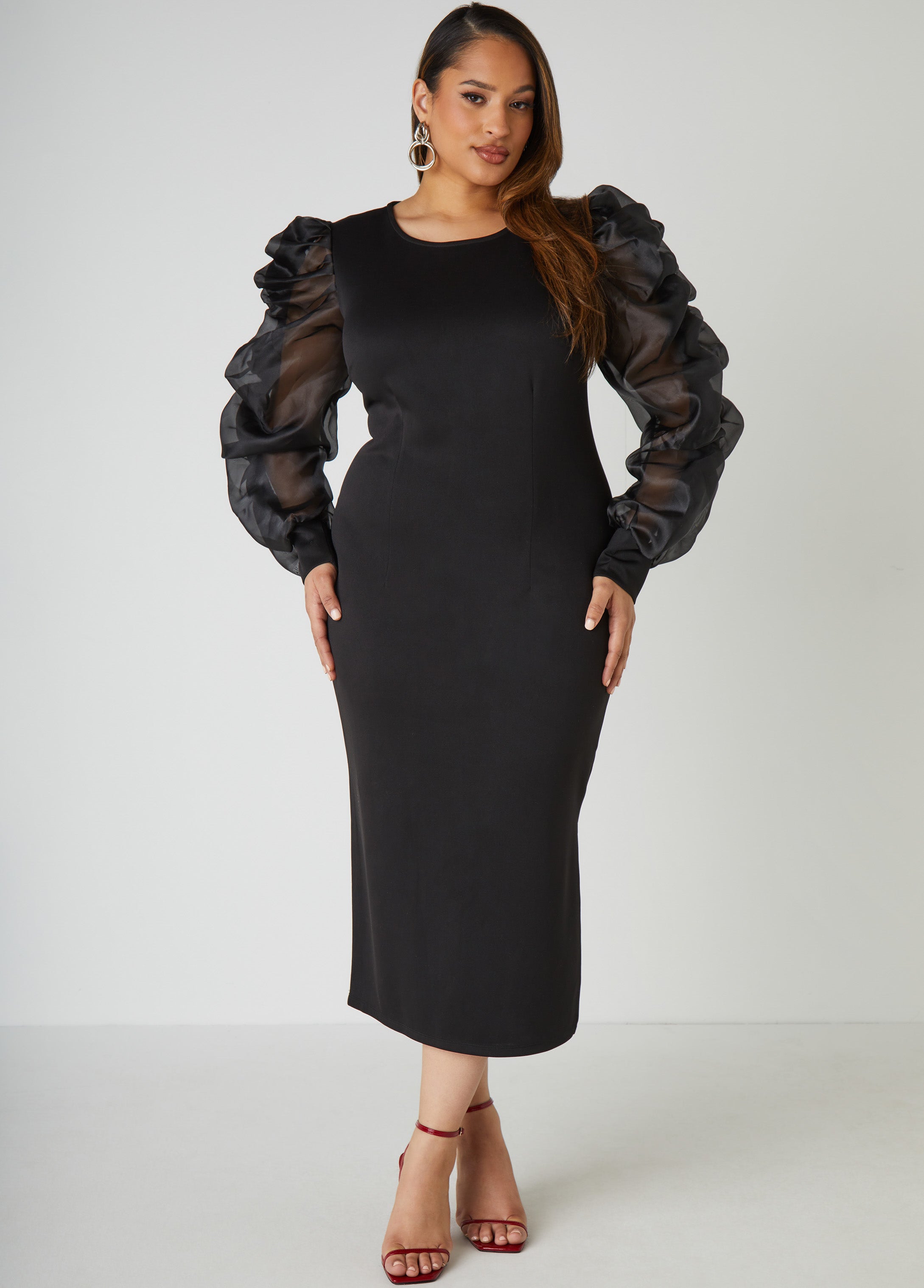 Puff Organza Sleeved Bodycon Dress、mySite、bengalsvssteelers