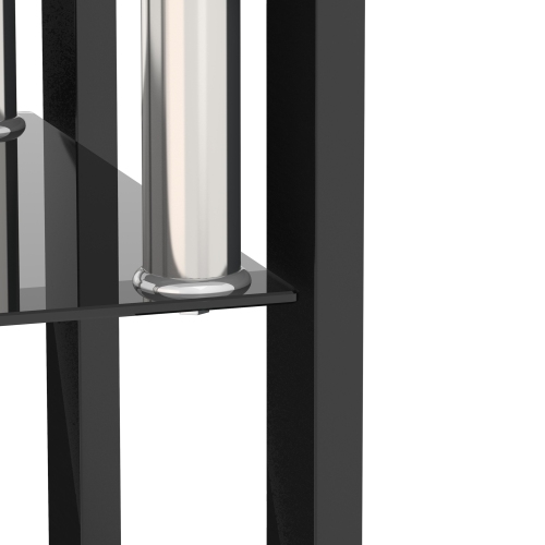 Set of 2, Modern Tempered Glass Tea Table Coffee Table End Table, Square Table for Living Room, Black、、casual