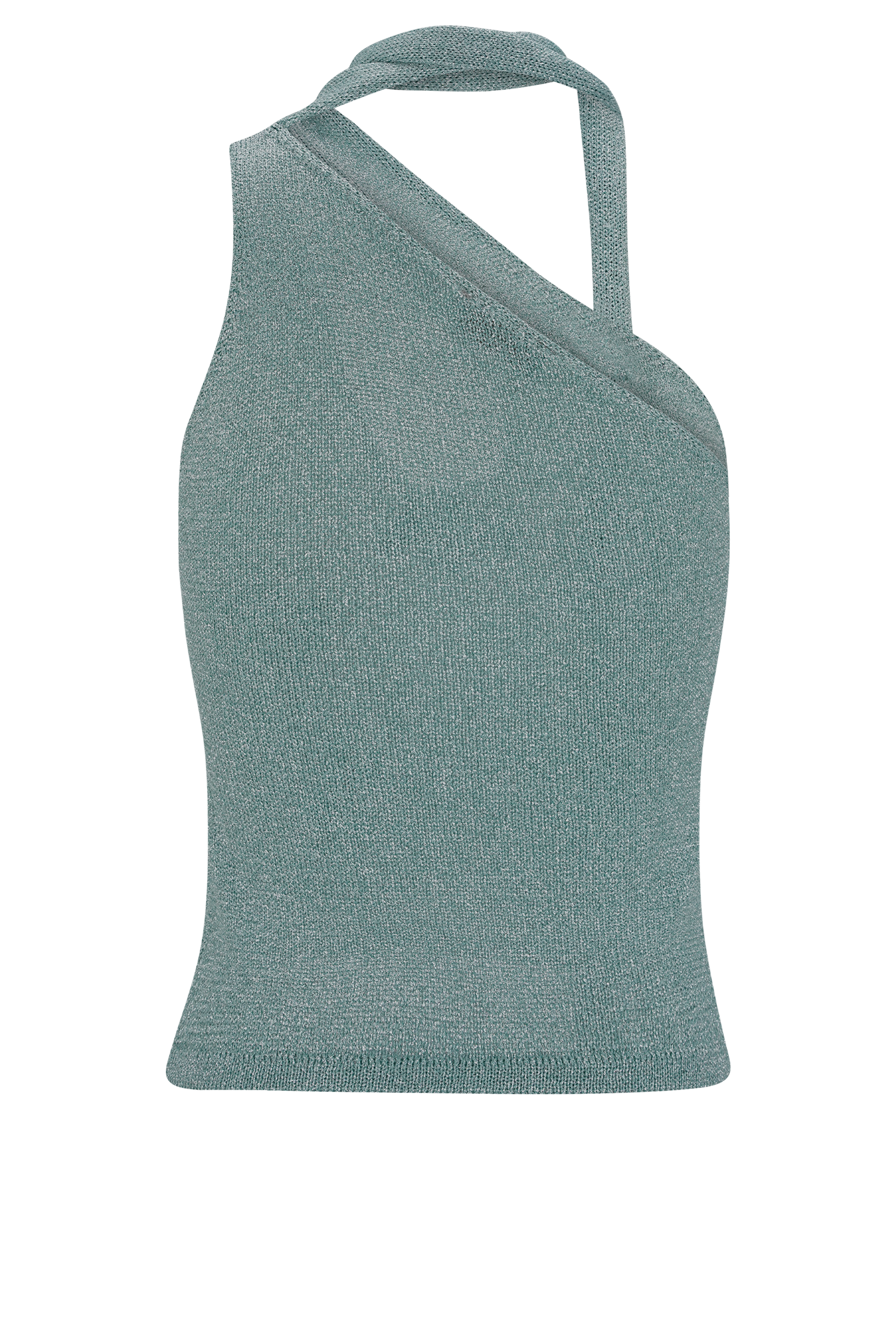 Leone One Shoulder Metallic Knit Top - Aqua、mySite、solidvoid