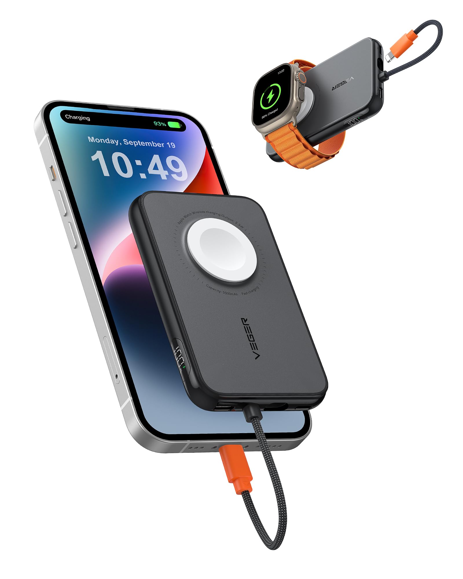 5,000mAh Portable Charger for iPhone with Built in Cable、mySite、fannypackpong