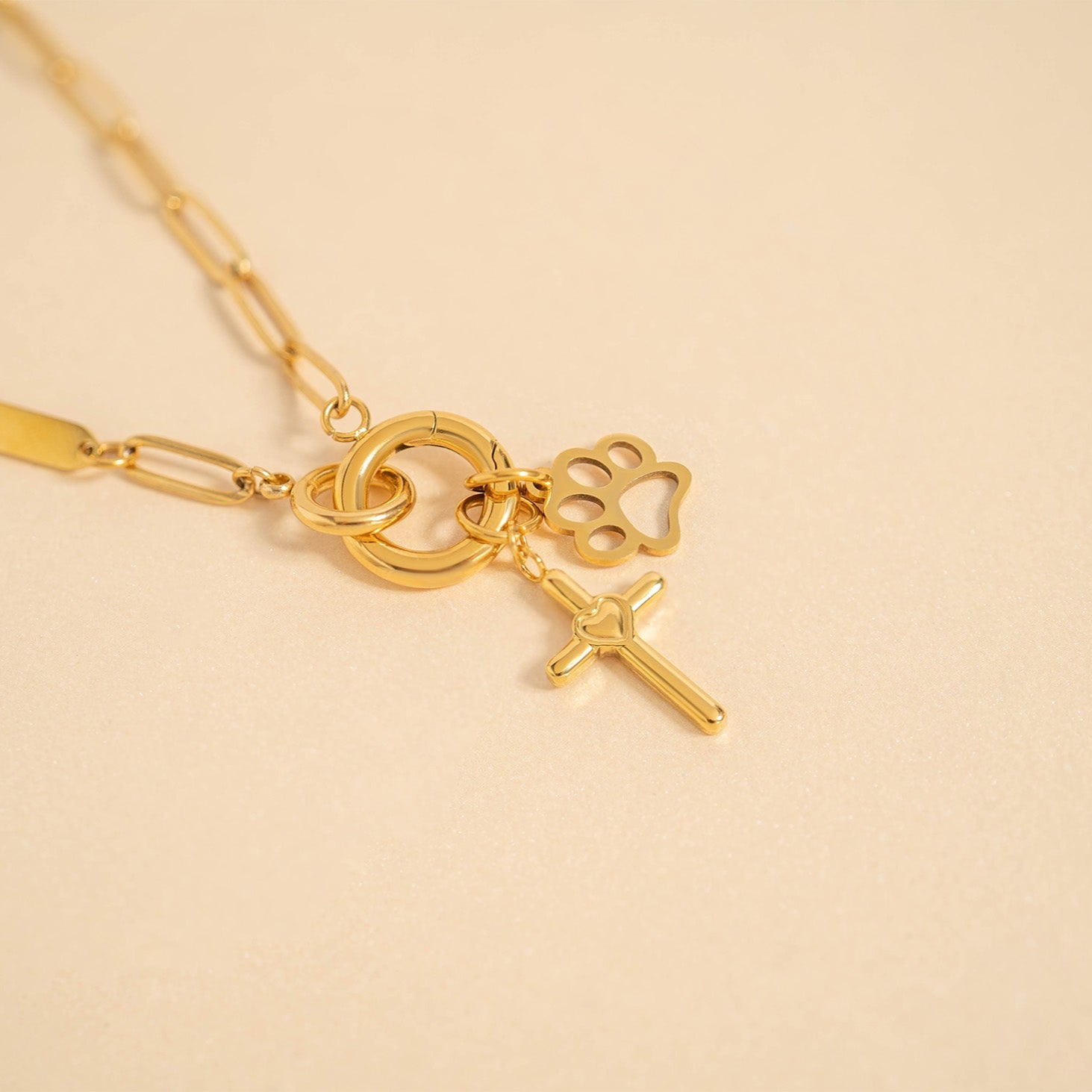 18K Gold PVD Stainless Steel Paw Print Charm / PDL0031、mySite、dreamappss