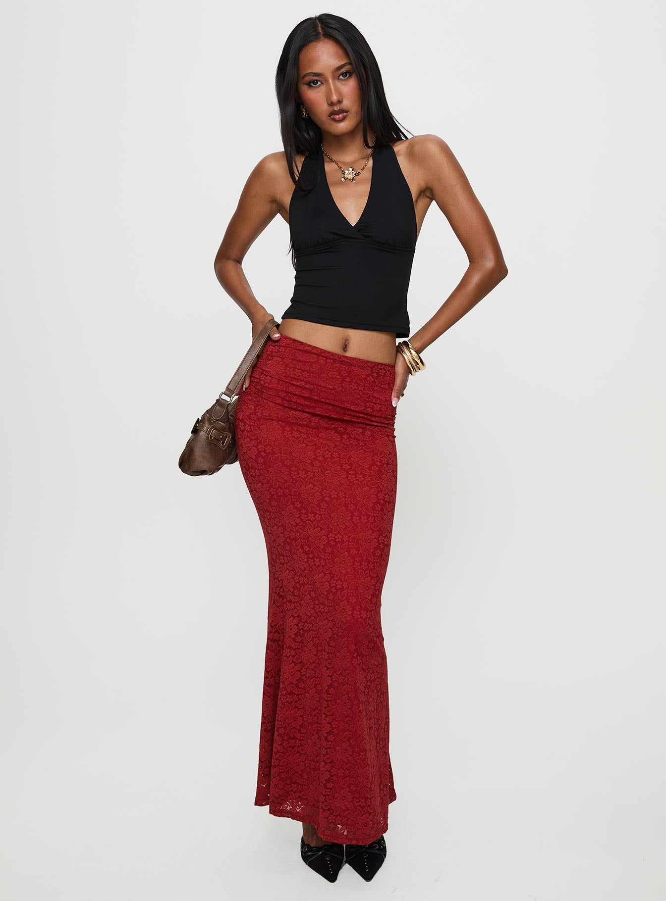 Silene Maxi Skirt Red、mySite、solidvoid