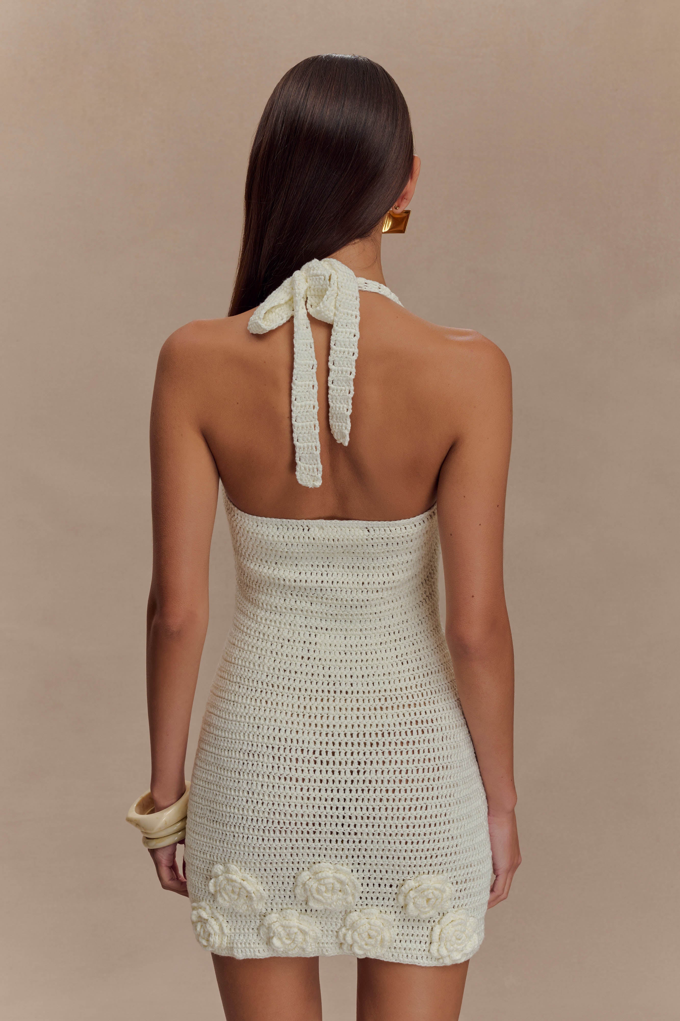 Liyah Floral Hand Crochet Mini Dress - Ivory、mySite、solidvoid