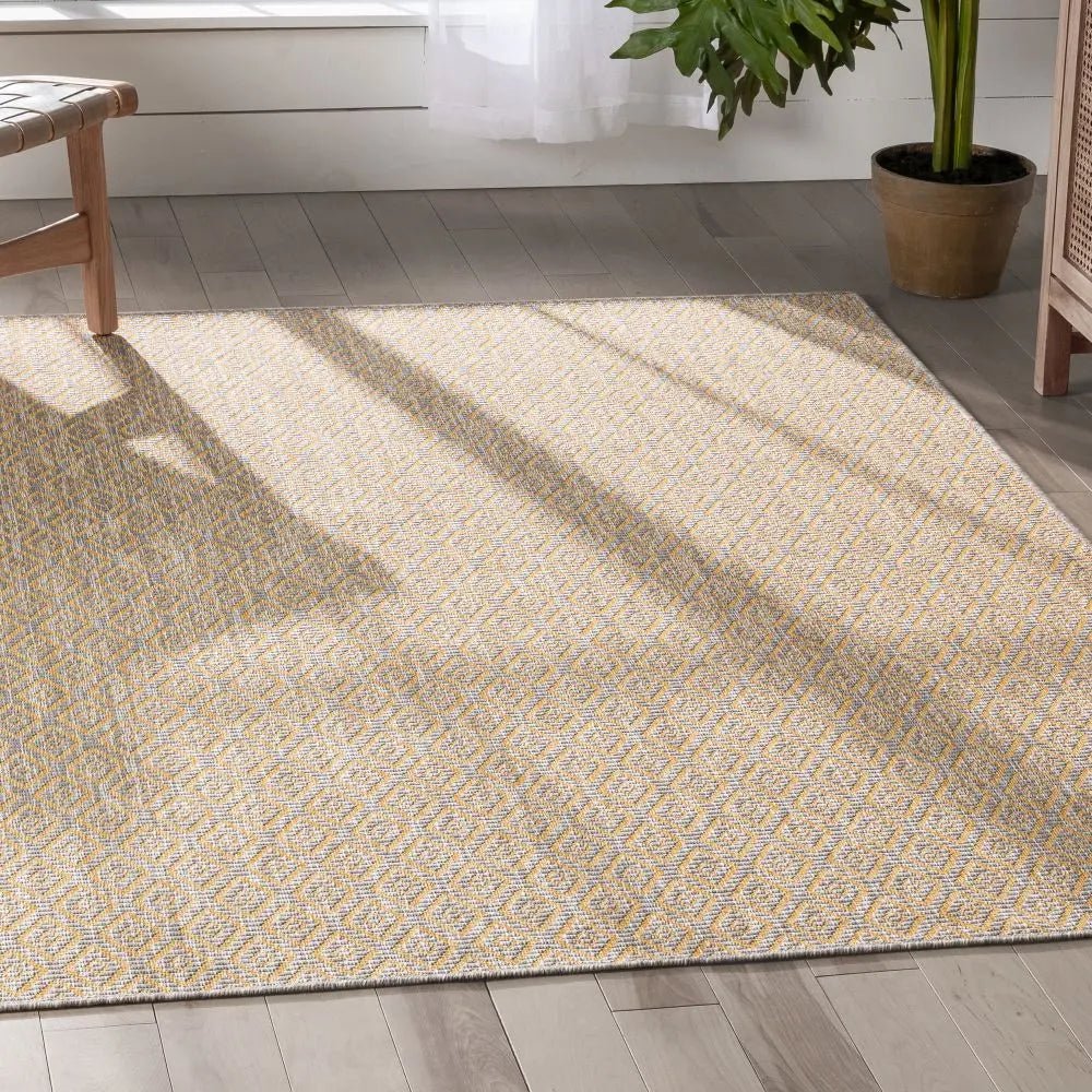 Sienna Modern Solid Pattern Yellow 5'3 x 7'3 Flat-Weave Indoor/Outdoor Rug、mySite、gigharbornorthrealestate