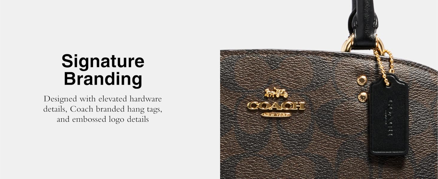 Designed with elevated hardware details, Coach branded hang tags, and embossed logo details