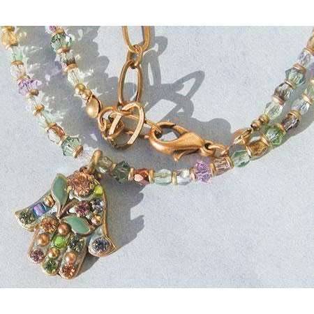 Michal Golan Blue/Green Hamsa Necklace、mySite、topwebapps