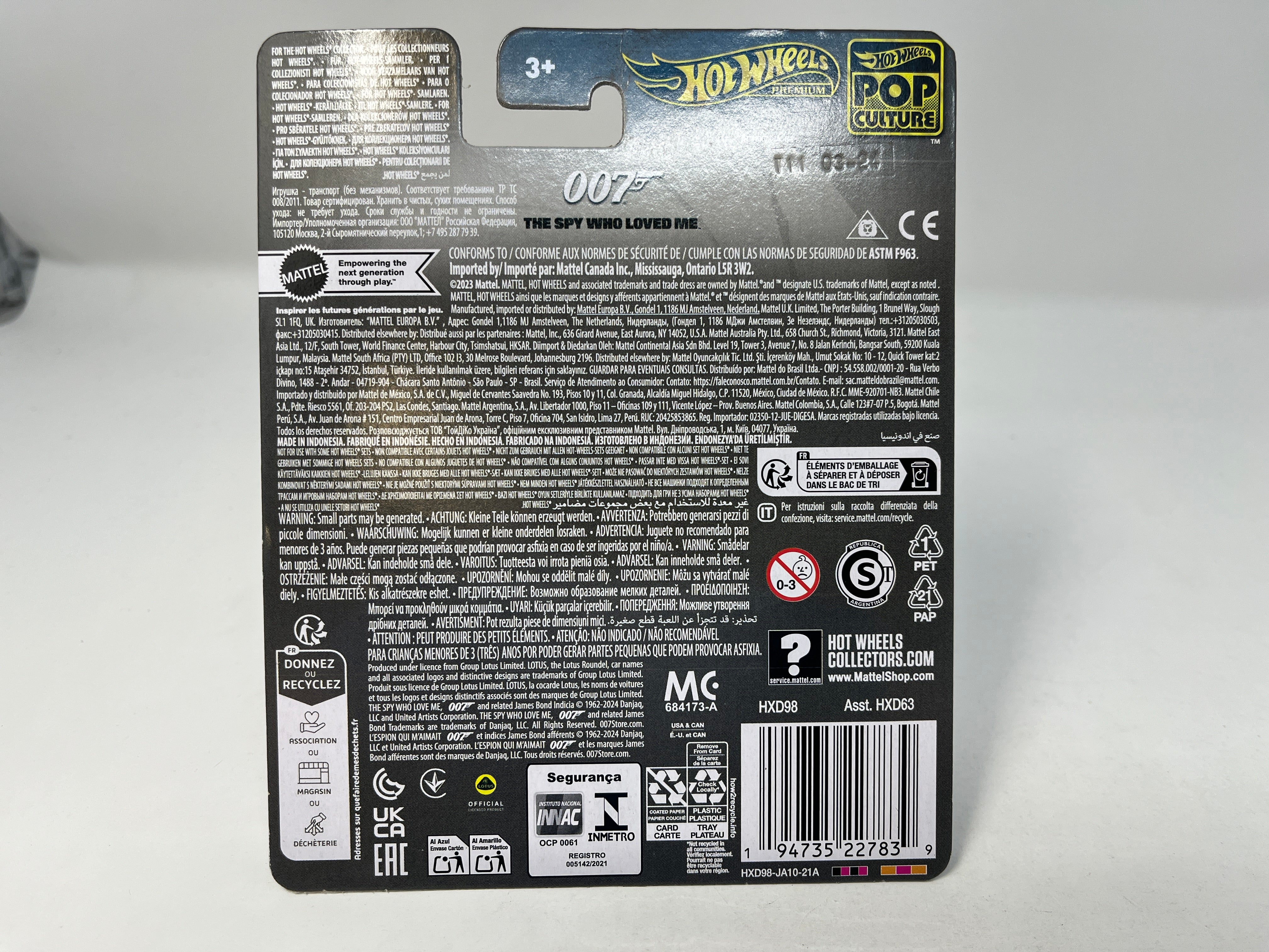 Lotus Esprit S1 Bond 007 * WHITE * 2024 Hot Wheels Pop Culture Case D、mySite、hgirdovlk