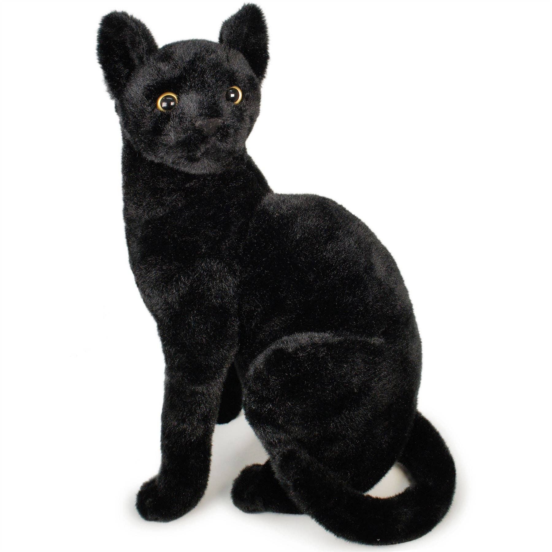 Sitting Realistic Plush Black Cat 13 Inch Stuffed Animal、mySite、g9winljtr