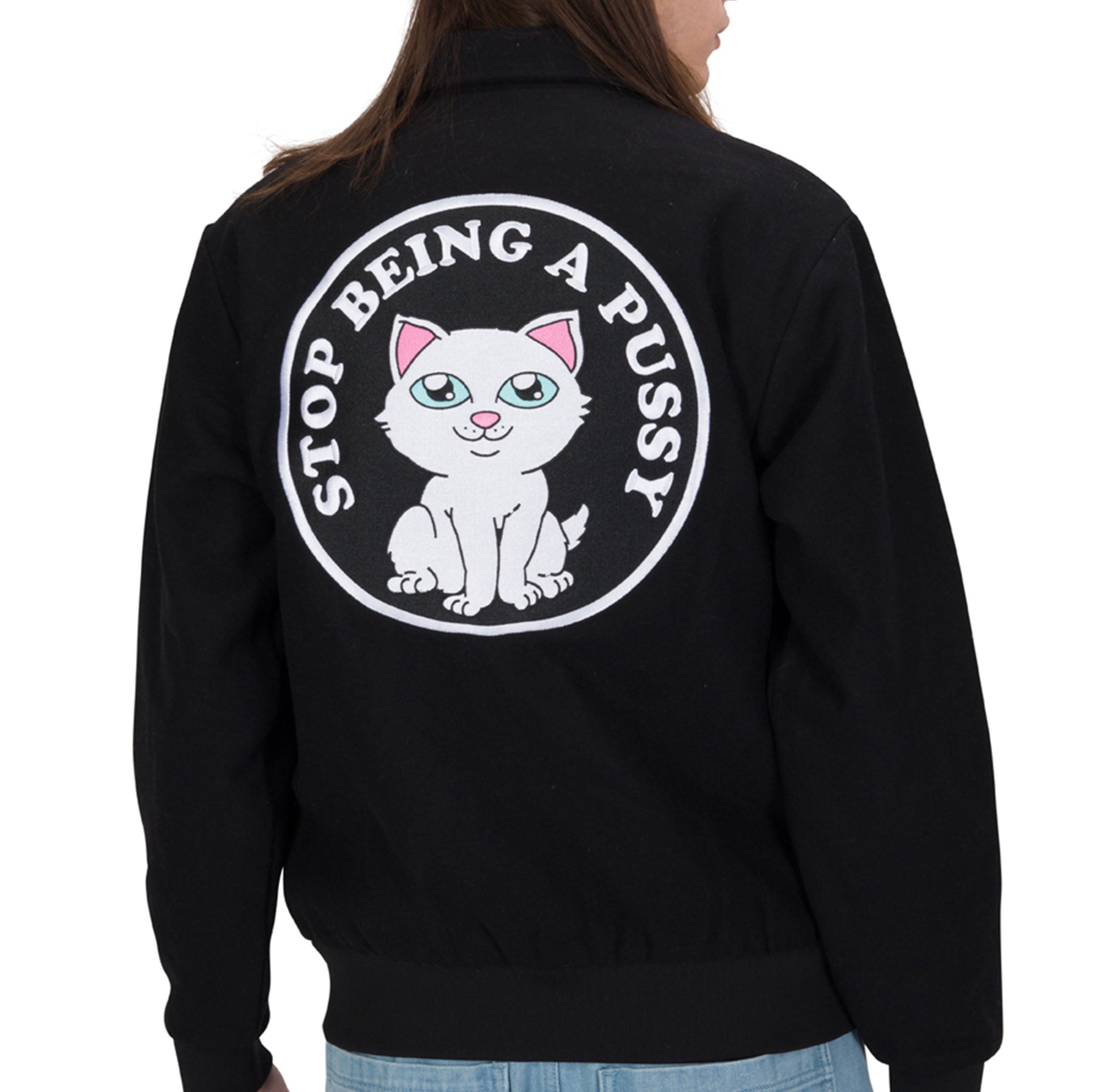  Stop Being A Pussy Varsity Jacket (Black)、mySite、merchandisen