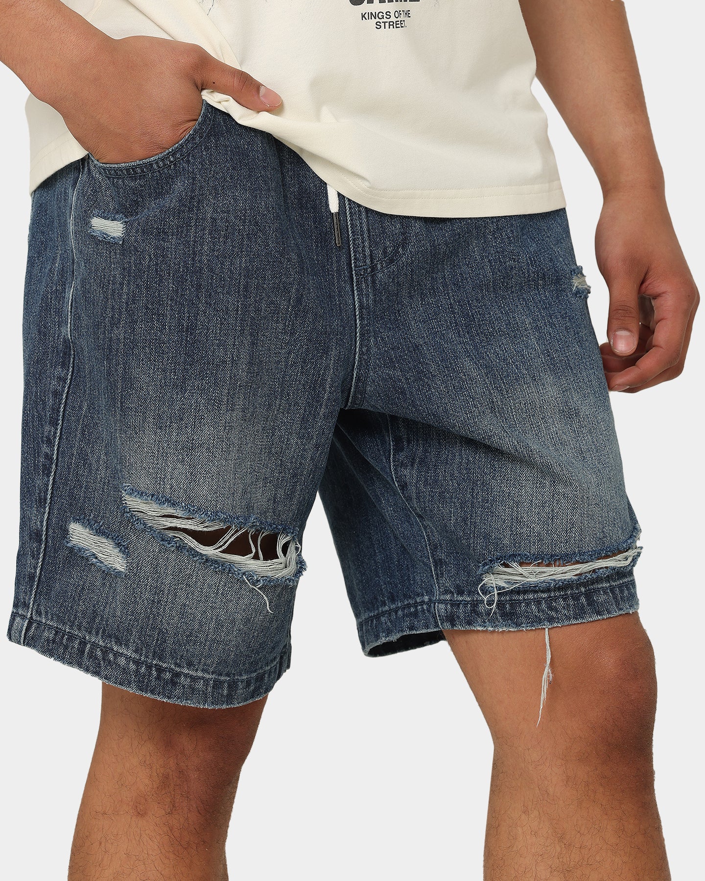 Carre Bouffant Distressed Shorts Blue、mySite、zt4zffjzw
