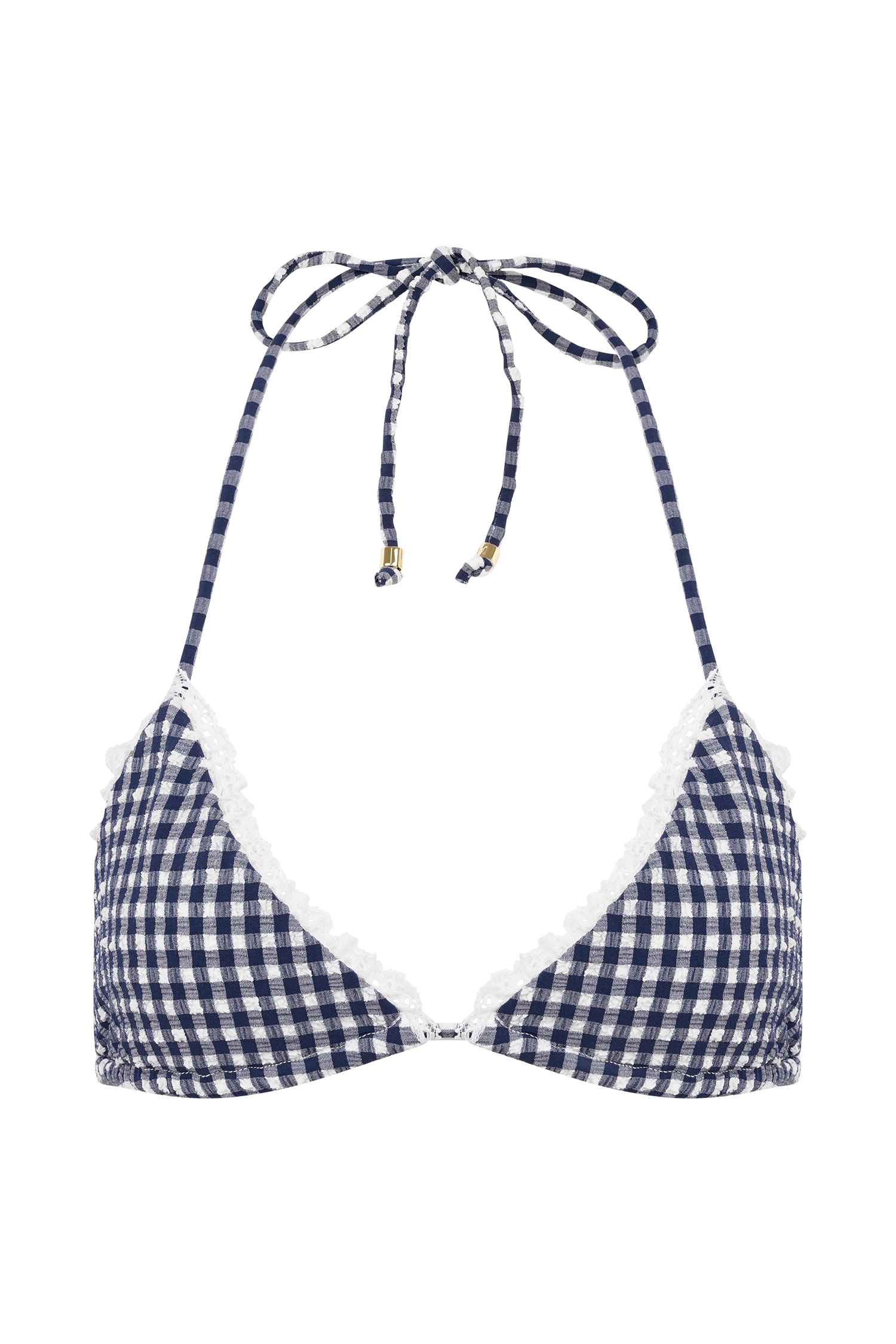 Persephone Gingham Triangle Bikini Top - Navy、mySite、solidvoid