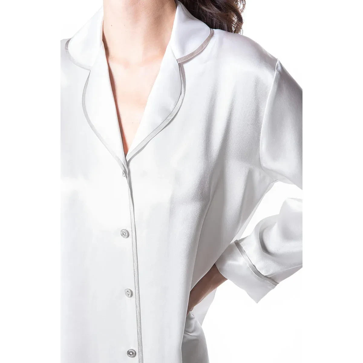  Christine Vancouver Silk Nightshirt - Pearl、mySite、justintrudeaud