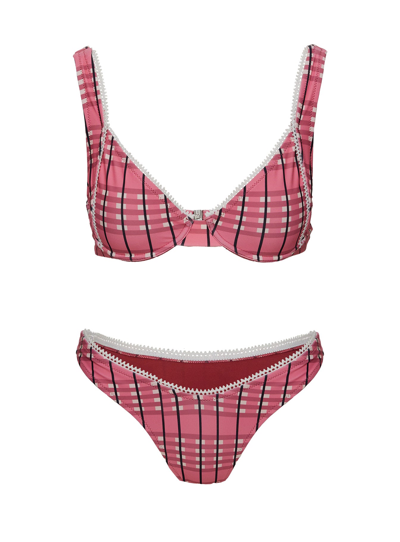 Ellie High Cut Bikini Bottoms Pink Check、mySite、solidvoid