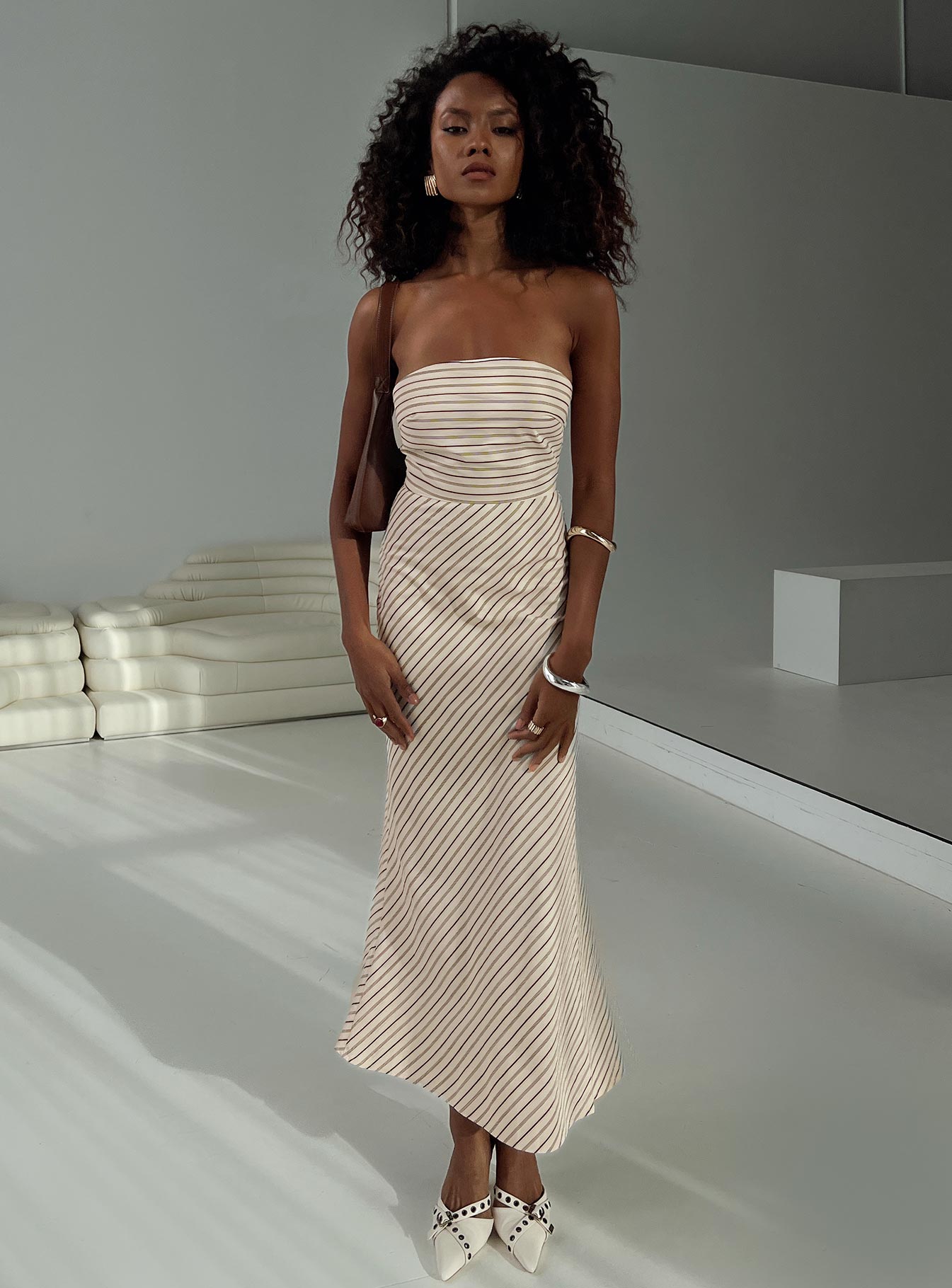 Chrysa Strapless Maxi Dress Beige、mySite、solidvoid