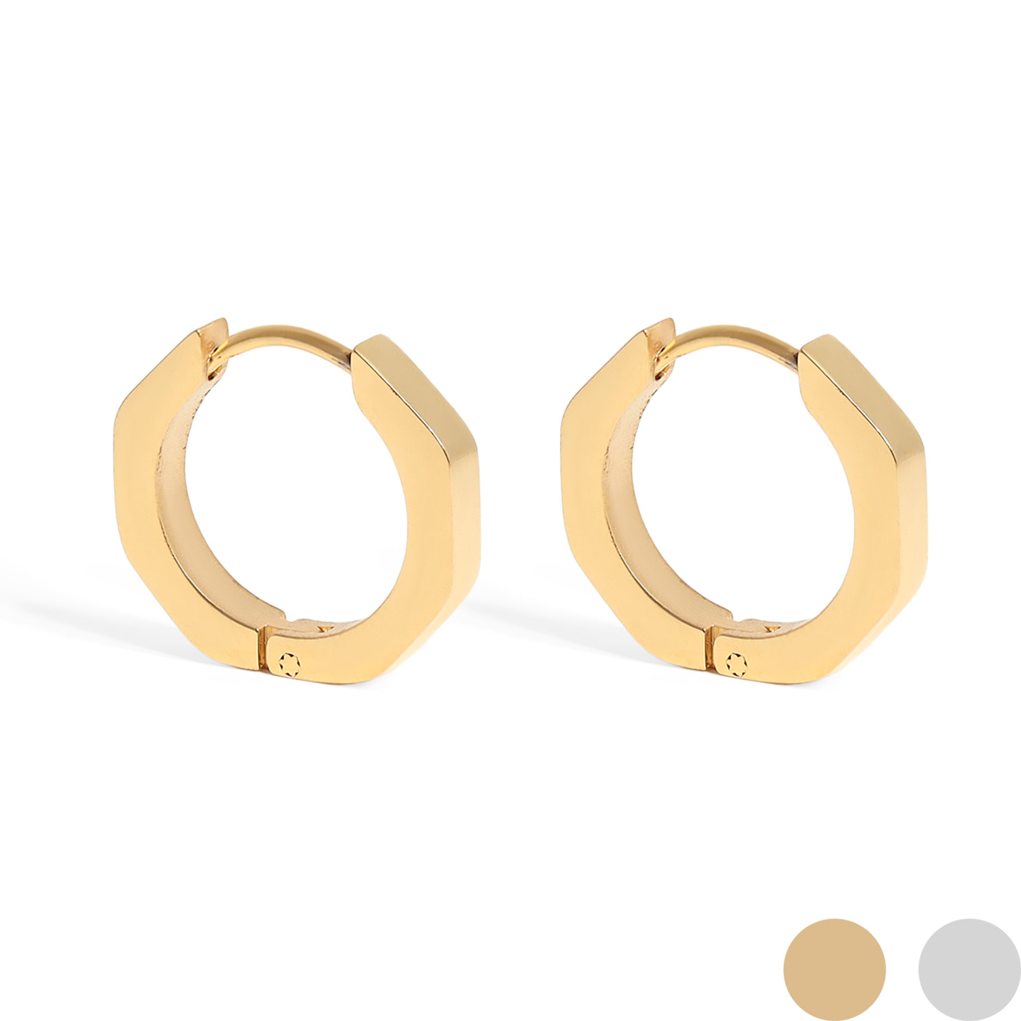 18K Gold PVD Stainless Steel Geometric Huggie Hoop Earrings / ERJ0008、mySite、dreamappss