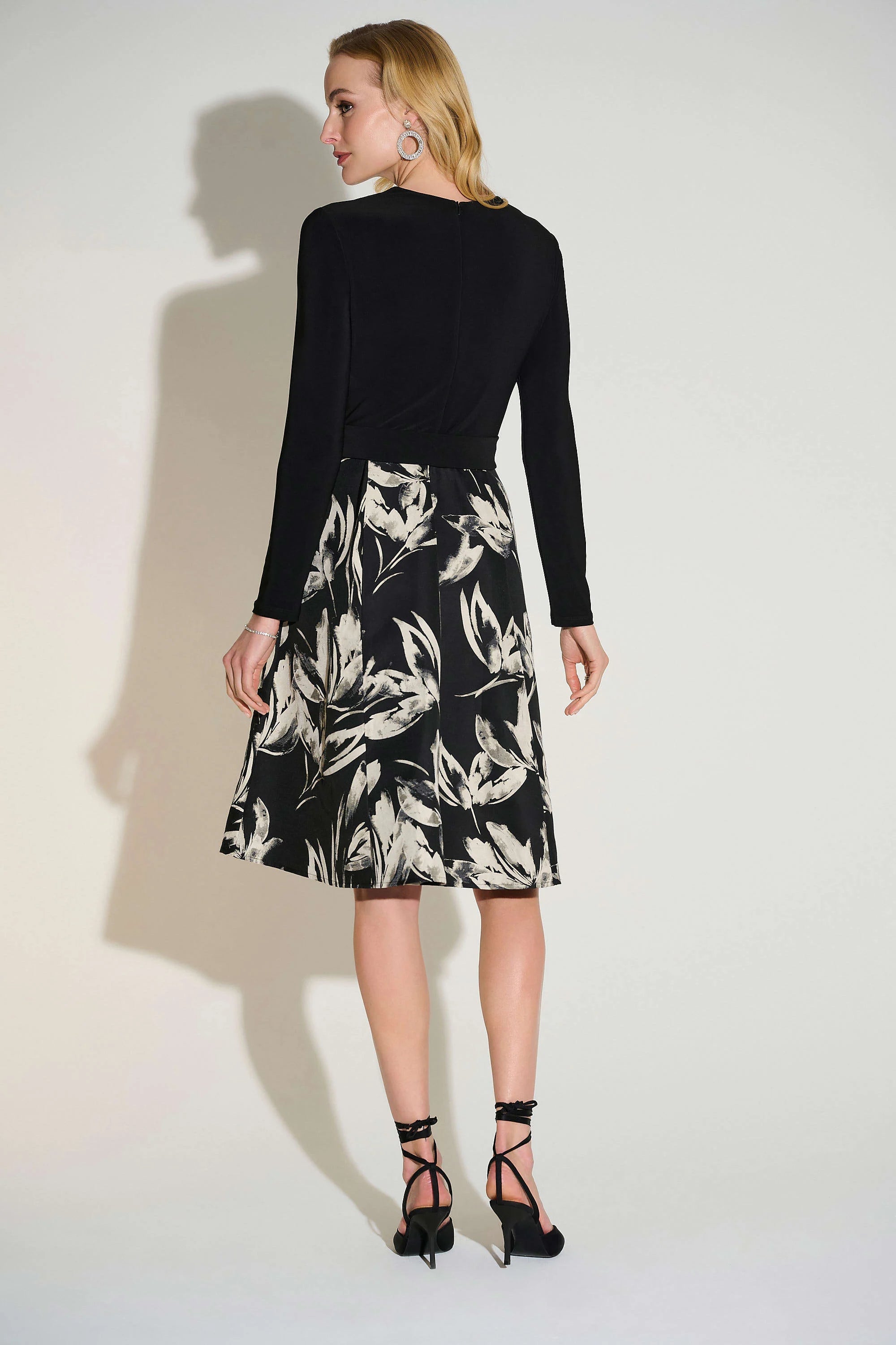 Joseph Ribkoff Silky Knit and Jacquard Fit and Flare Dress、mySite、noshort