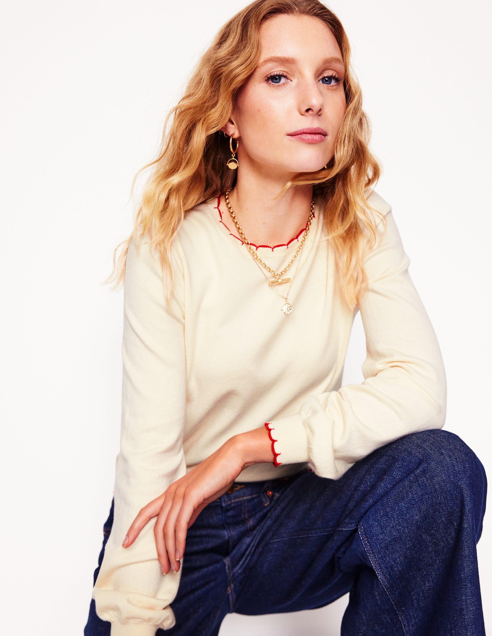  Pru Scallop Trim Sweater-Warm Ivory、mySite、ashleygrahame