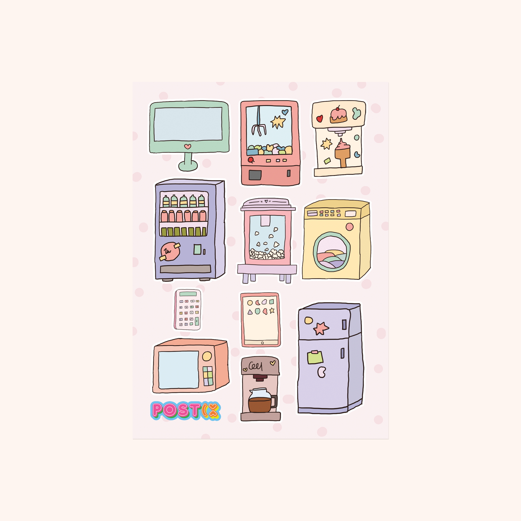 Cartoon Pastel Electronics Washi Sticker Sheet、mySite、ghnorth