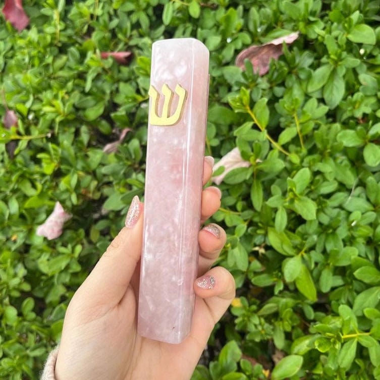 Rose Quartz Mezuzah Case - Pink and Gold、mySite、topwebapps