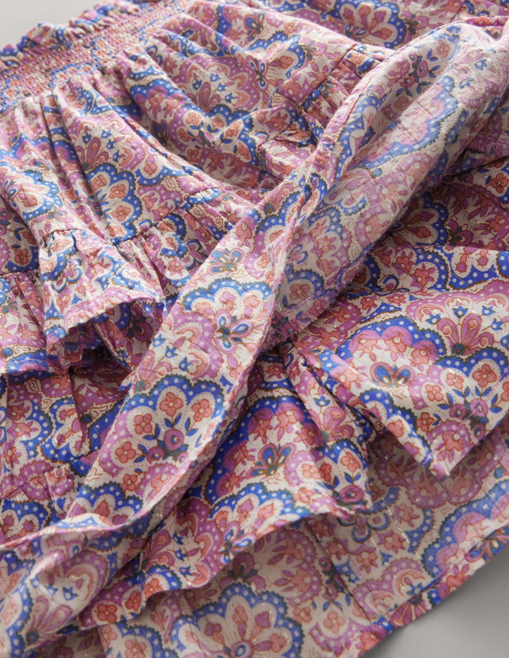  Ruffle Mini Skort-Lupin and Peach Paisley、mySite、ashleygrahame