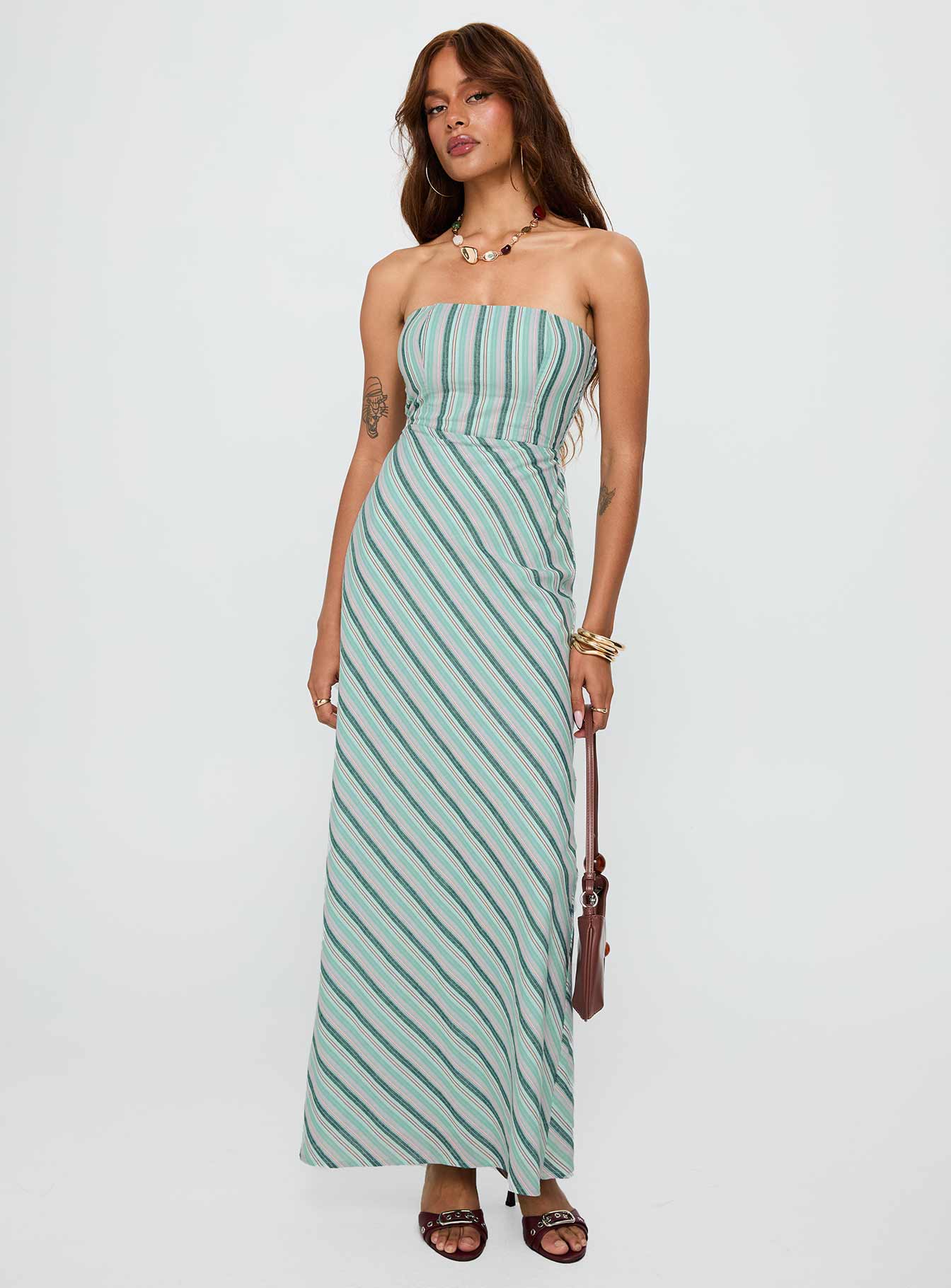 Finchie Strapless Maxi Dress Blue Stripe、mySite、solidvoid