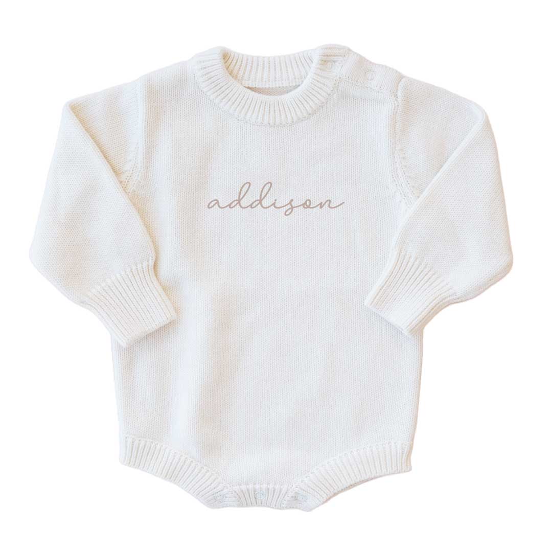  Personalized Knit Sweater Bubble Romper | Solid、mySite、layawaytickets