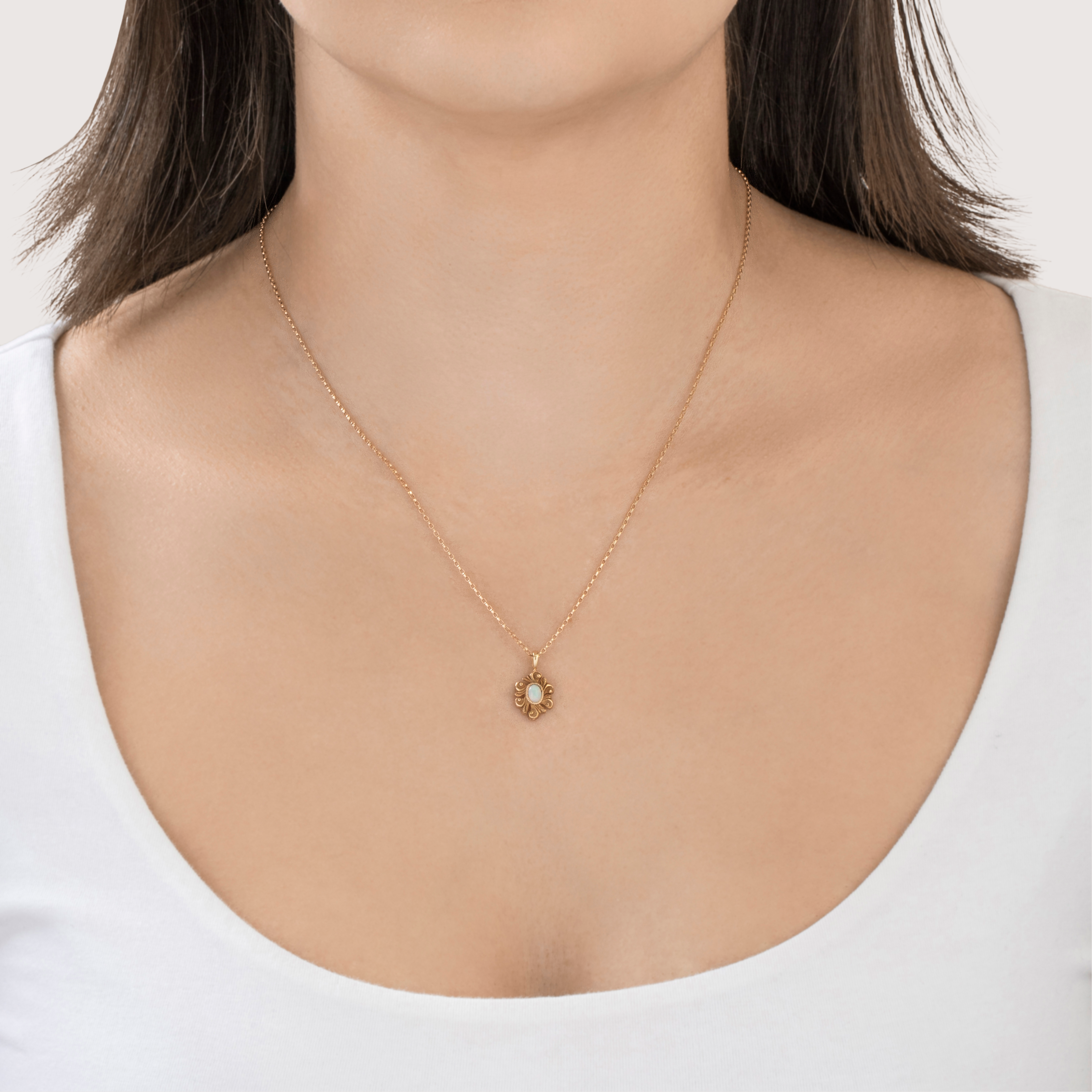 Vintage 14k Yellow Gold Opal Flourish Pendant、mySite、hinf8tx79