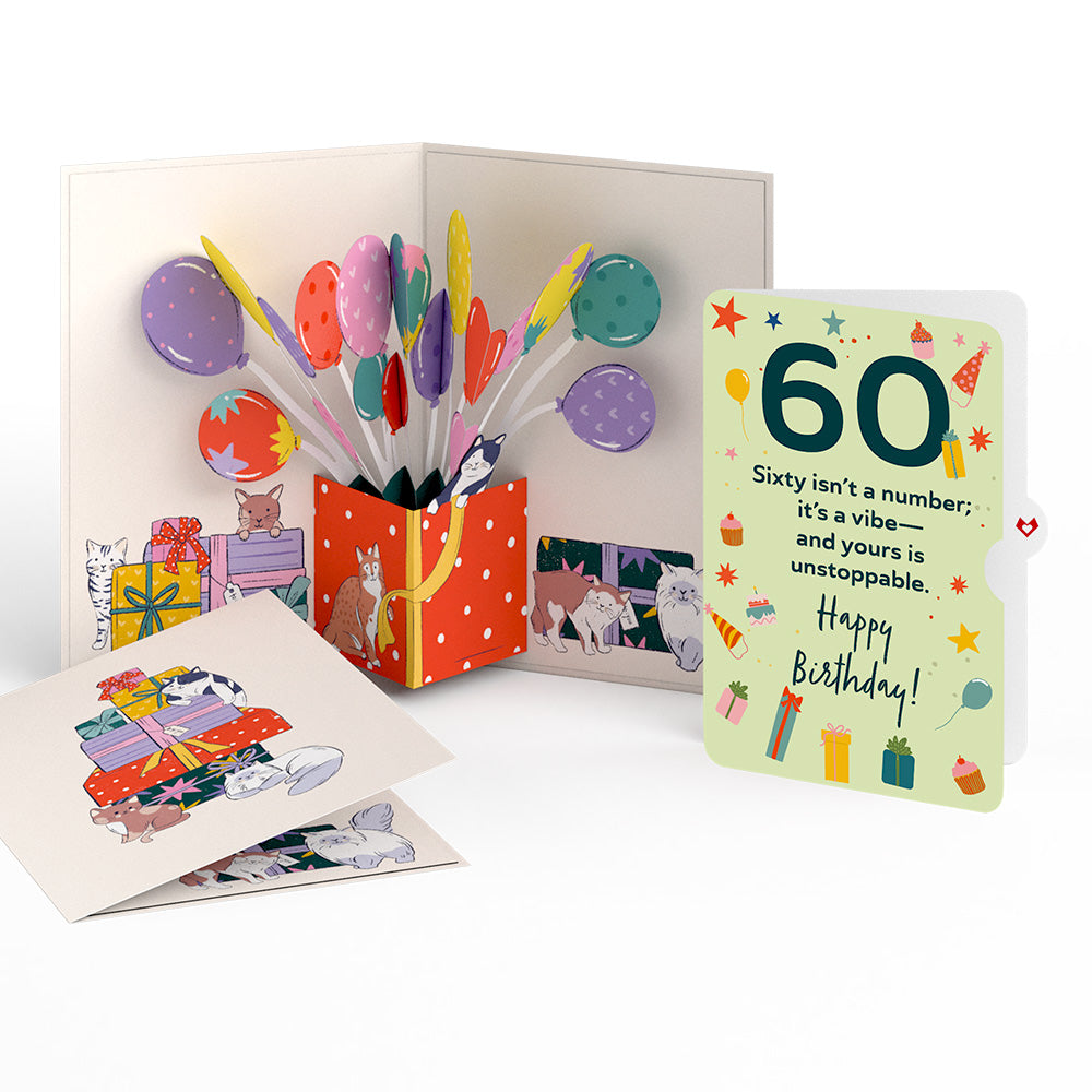 Curious Cats 60th Birthday Pop-Up Card and Sentiment Set、mySite、solidvoid