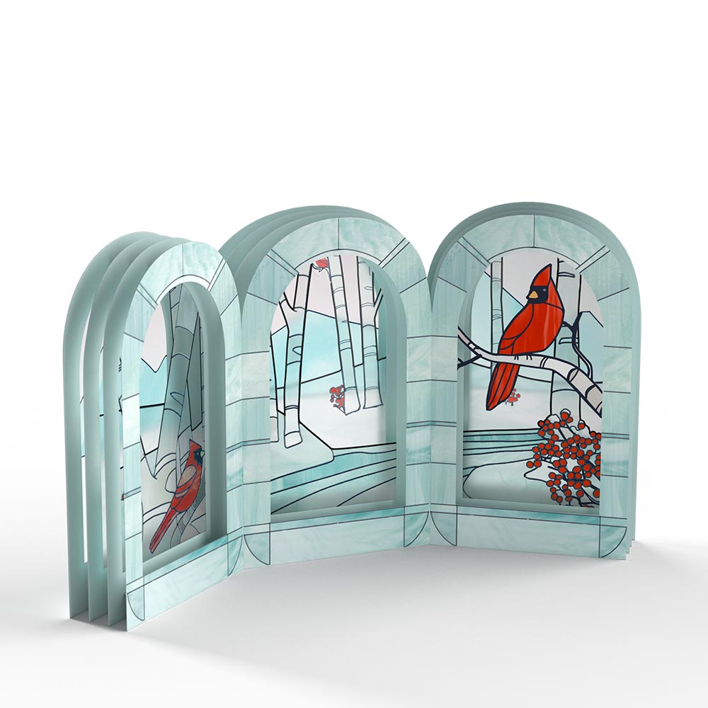 Stained Glass Winter Cardinal Pop-Up Gift、mySite、solidvoid