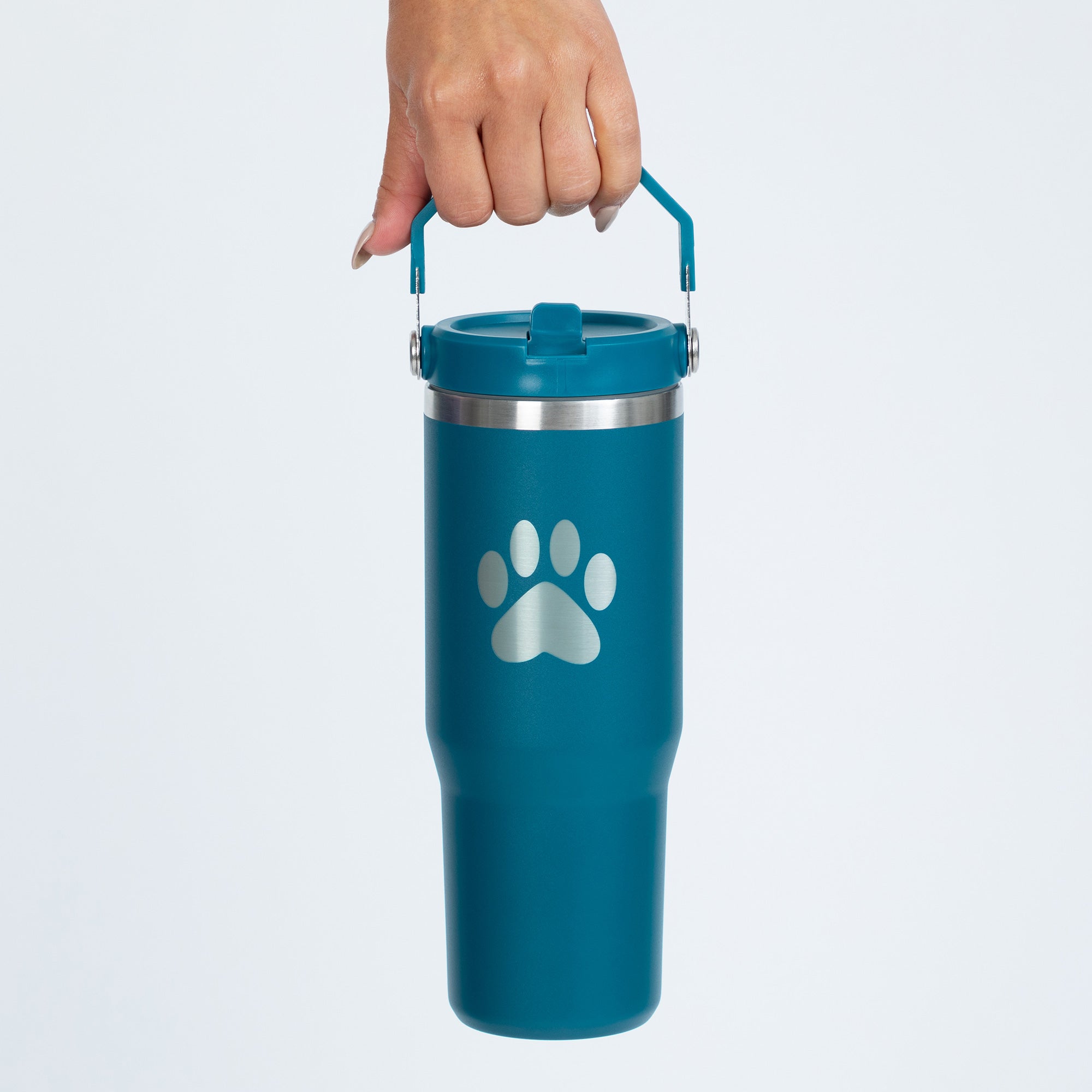 Paw Print Stainless Steel Tumbler with Flip Straw - 30 oz、mySite、camillekostekn