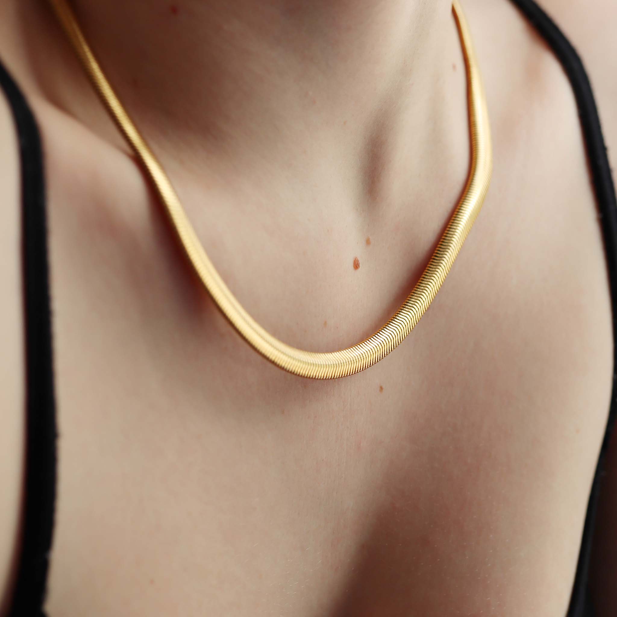 Stainless Steel Gold Snake Chain Necklace / CHN7700、mySite、dreamappss