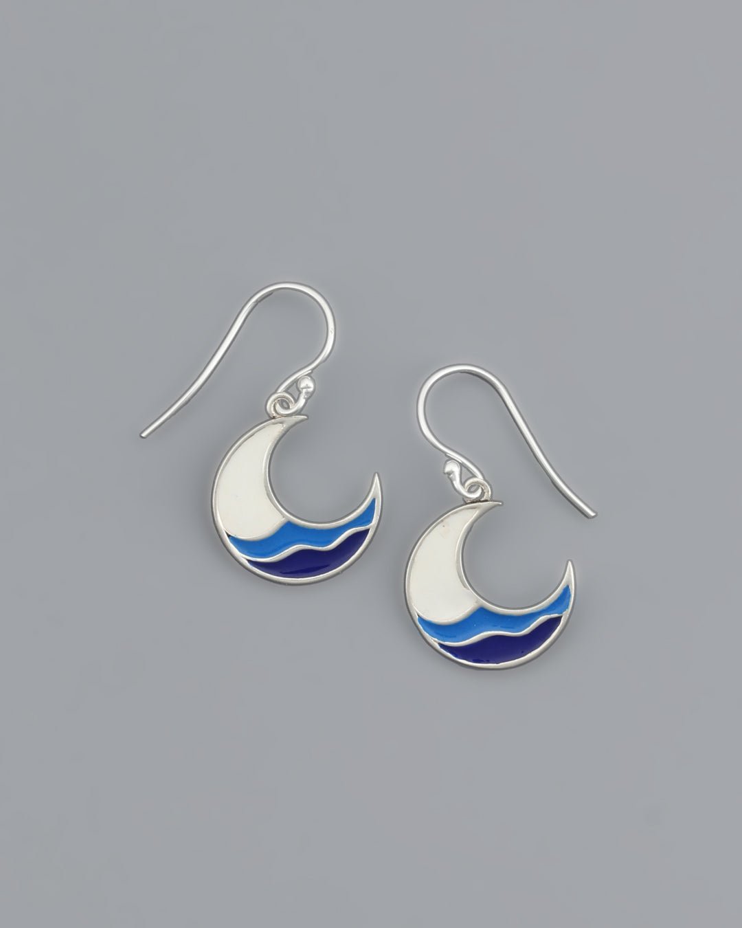 Sterling Crescent Moon Wave Earrings、mySite、topwebapps