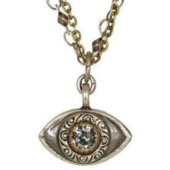 Michal Golan Crystal, Silver and Gold Evil Eye Charm Necklace、mySite、topwebapps