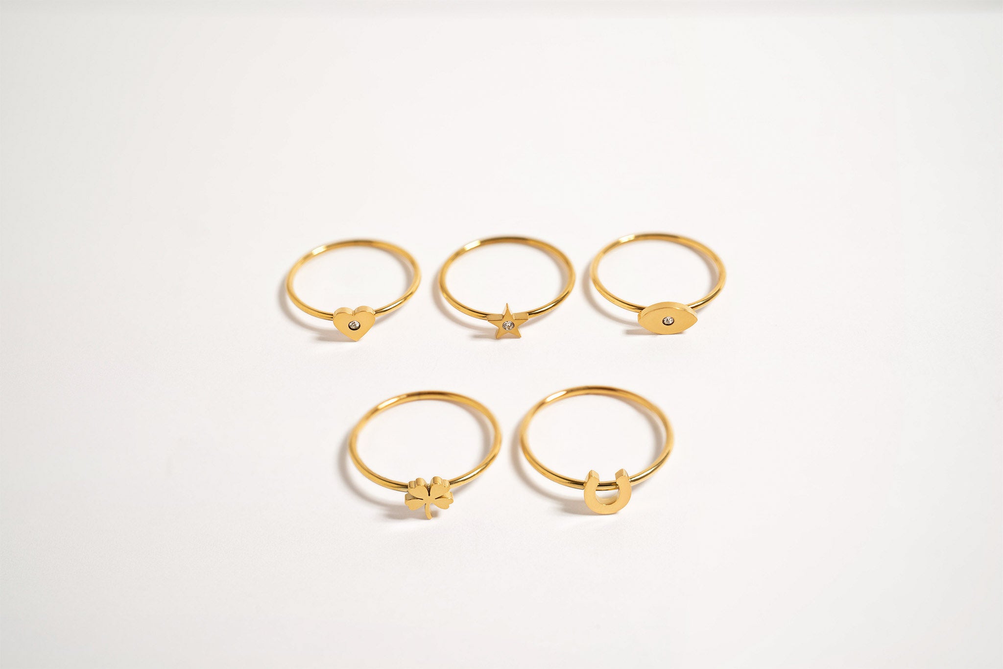 18K Gold PVD Stainless Steel Four Leaf Clover Symbol Ring / ZRJ0002、mySite、dreamappss