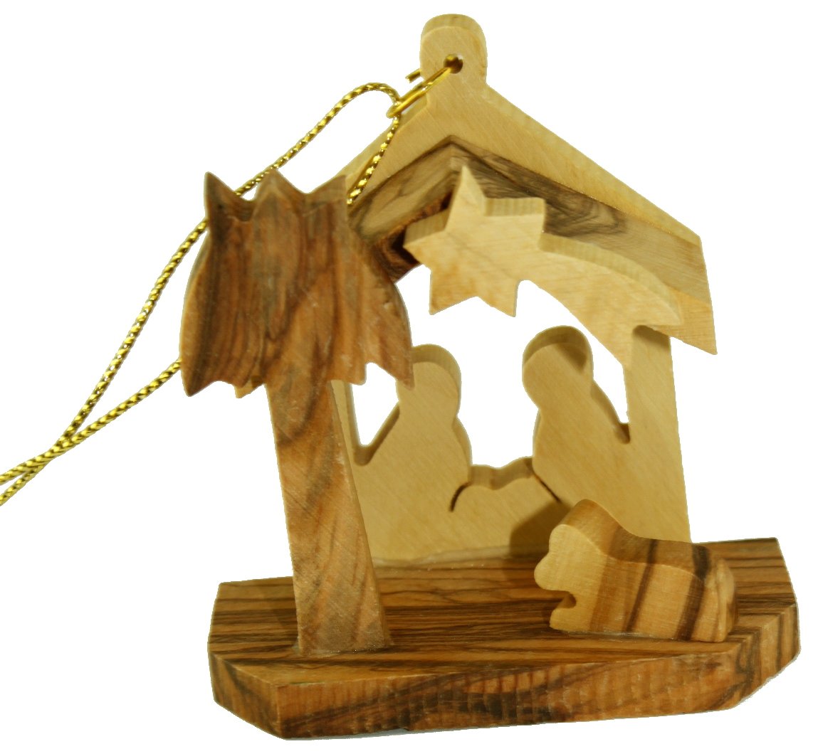 Holy Land Market Olive Wood Small Nativity Ornament (2.6 H)、mySite、topwebapps