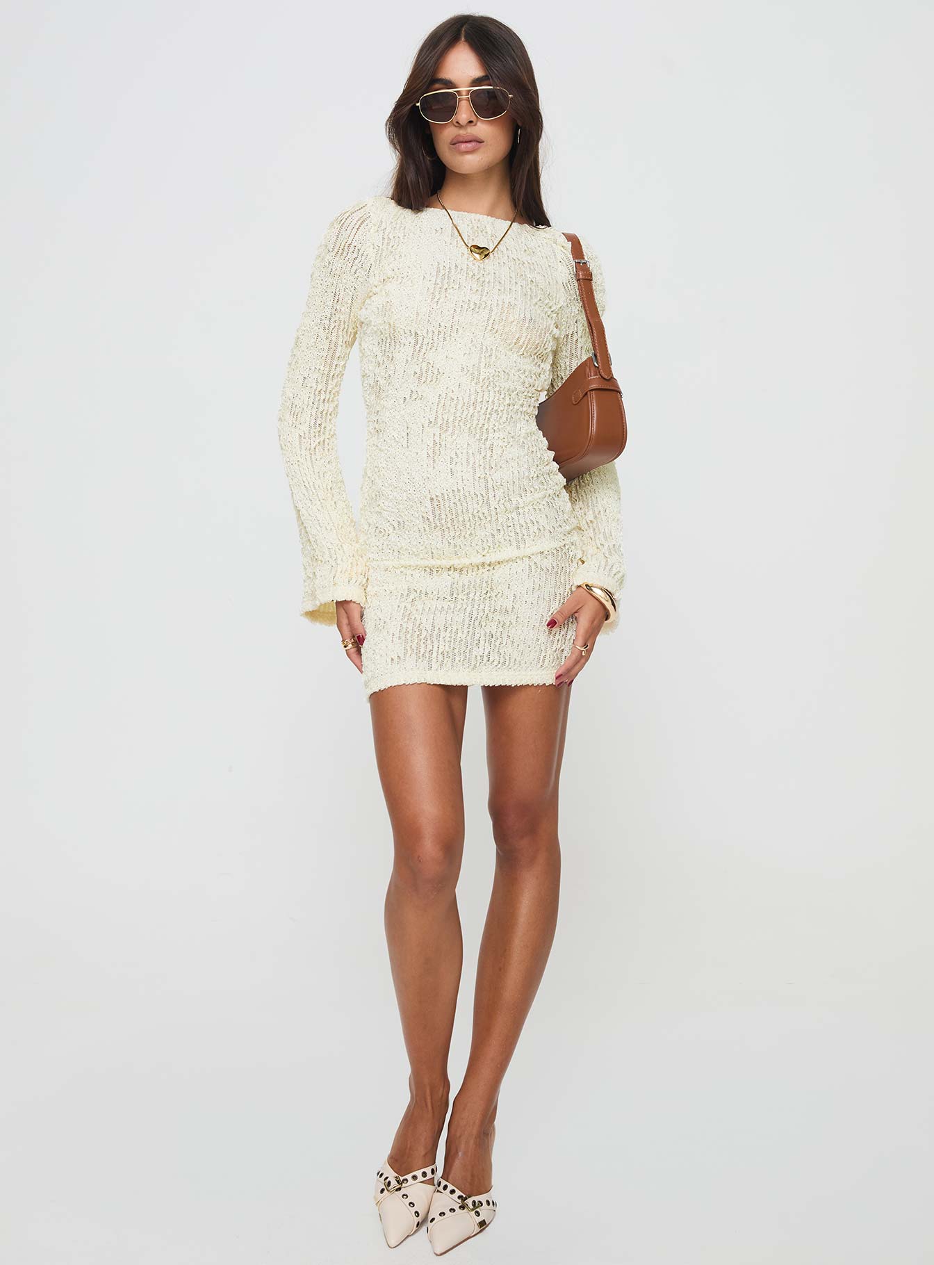 Coolibah Long Sleeve Mini Dress Cream、mySite、solidvoid