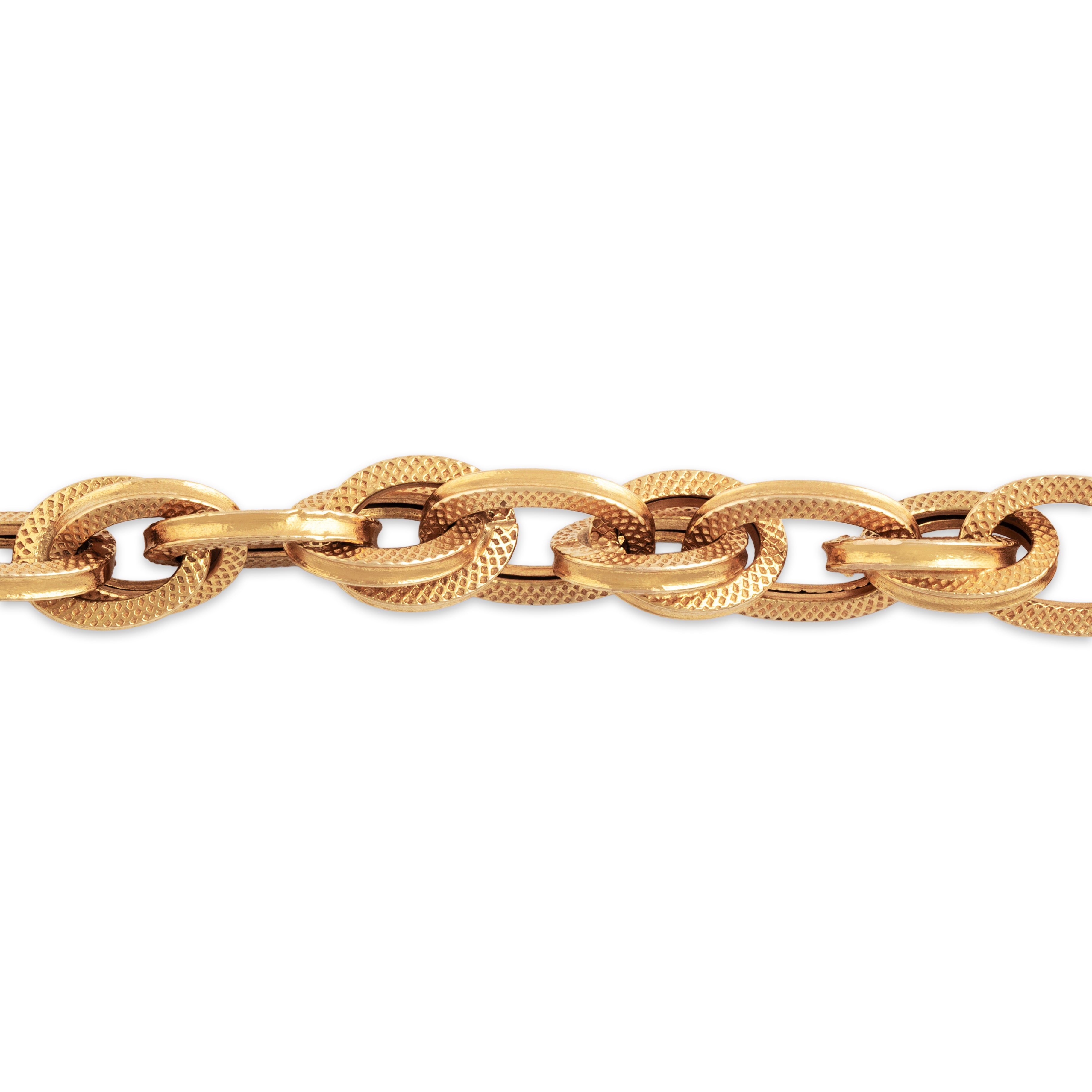 Vintage 18k Yellow Gold Textured Double Links Statement Bracelet 6.75、mySite、hinf8tx79