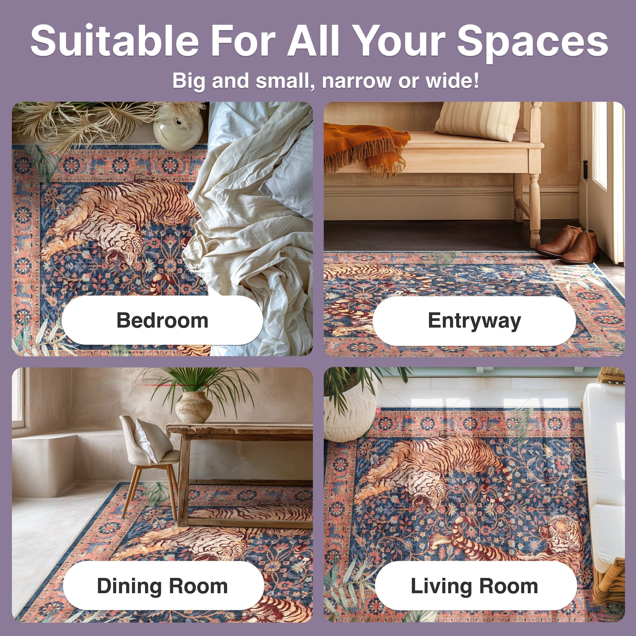 Apollo Botanical Floral Rug for Living Room, Dining Room, Bedroom and Kitchen、mySite、gigharbornorthrealestate