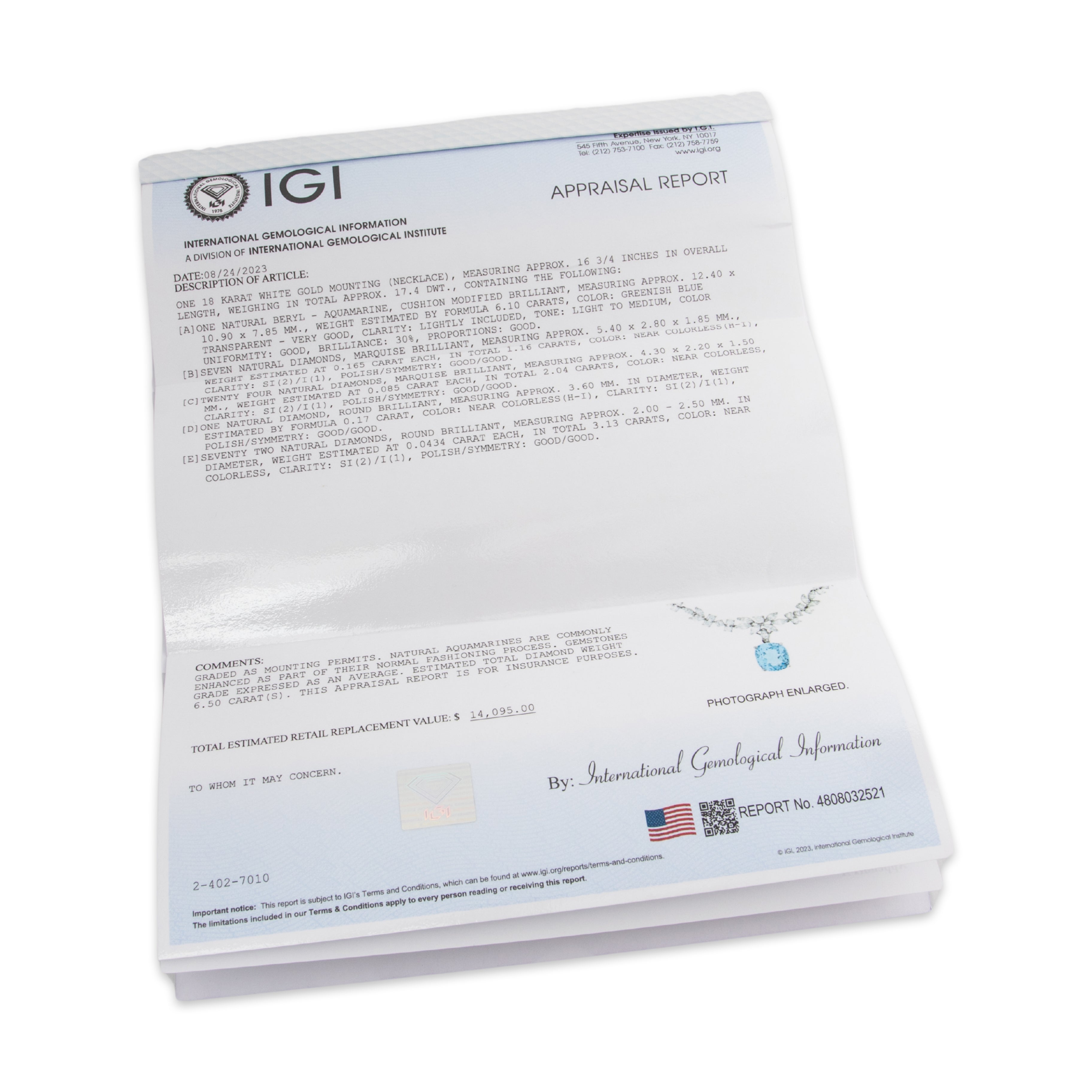 Amazing 18k White Gold 6.1ct Aquamarine 6.5cttw Diamond Statement Necklace 16、mySite、hinf8tx79