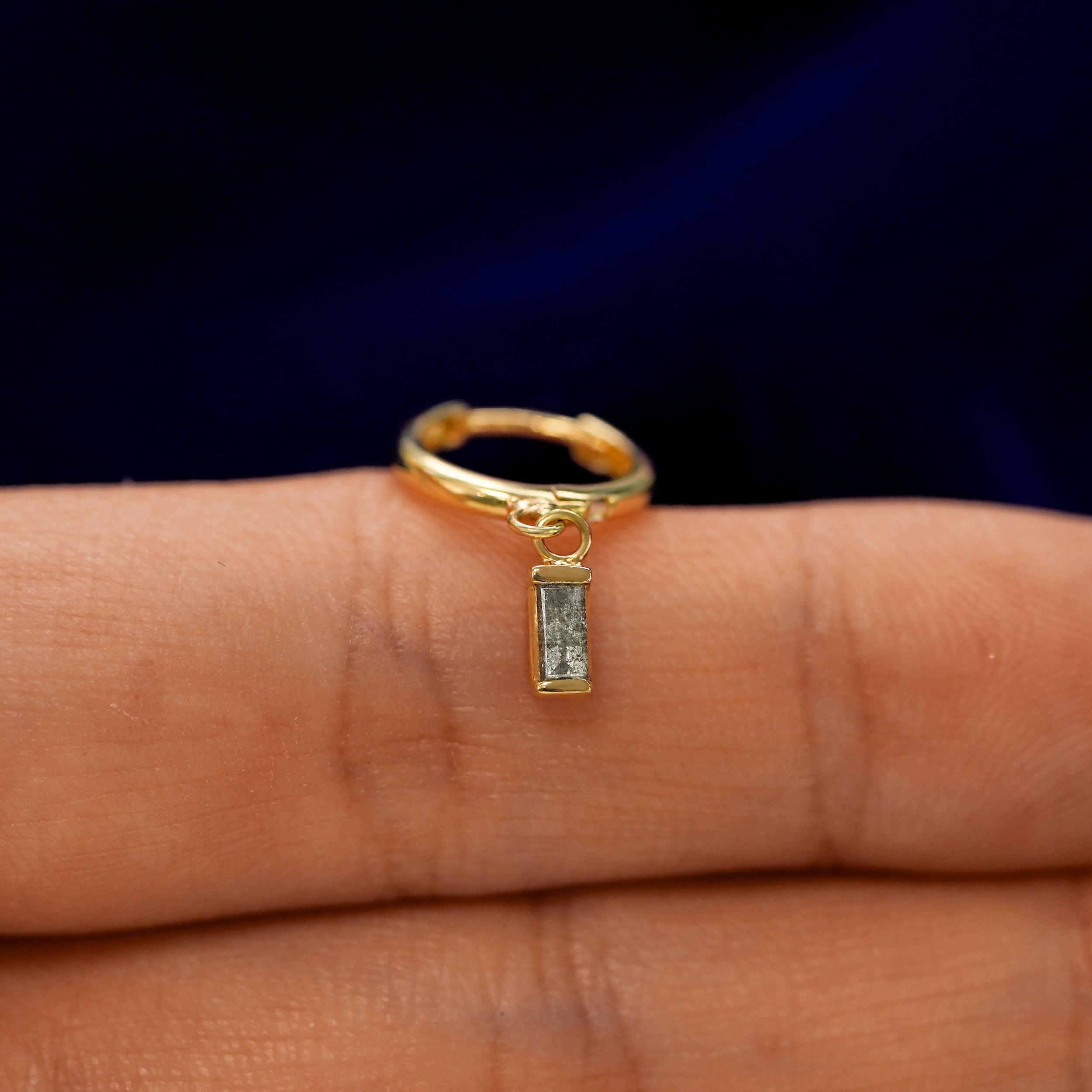 Baguette Salt and Pepper Diamond Dangle Hoop、mySite、hinf8tx79