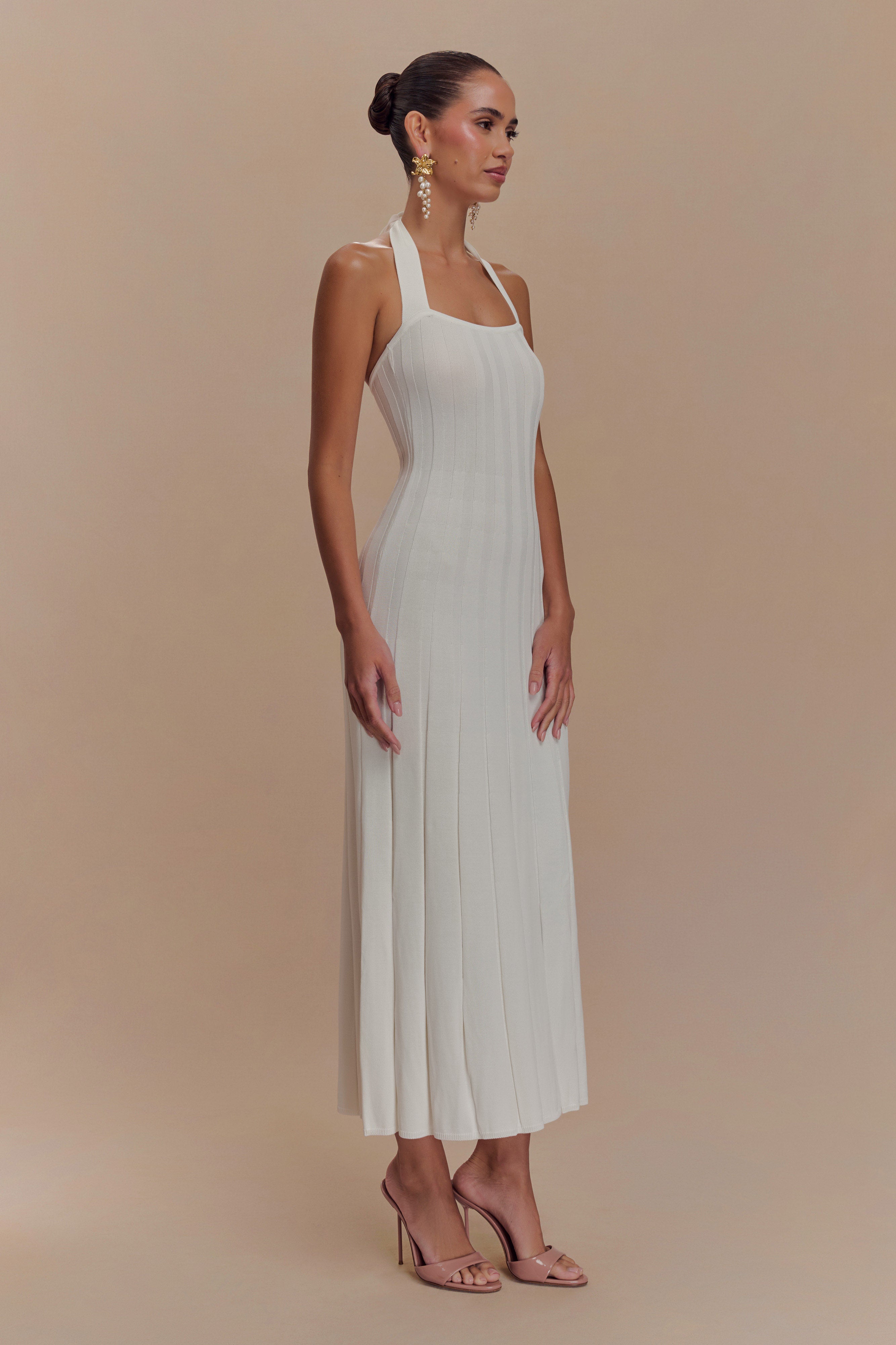 Jacqui Halter Knit Midi Dress - Ivory、mySite、solidvoid