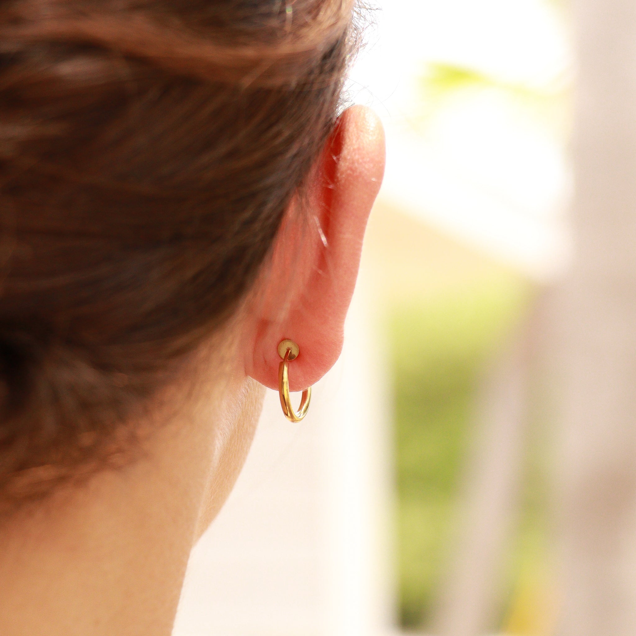 18K Gold PVD Stainless Steel Sliding Spring Huggie Hoop Earrings / ERJ0004、mySite、dreamappss