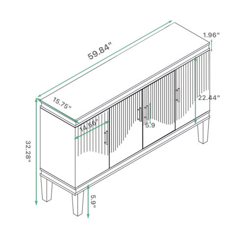 70.07"Large Size 4 Door Cabinet, Suitable For Living Room, Kitchen, Bedroom, Corridor (Champagne)、、xpatfood