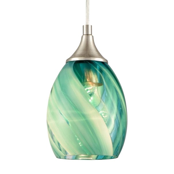 Caress 5'' Wide 1-Light Aqua Feathered Glass Mini Pendant、mySite、g9winljtr