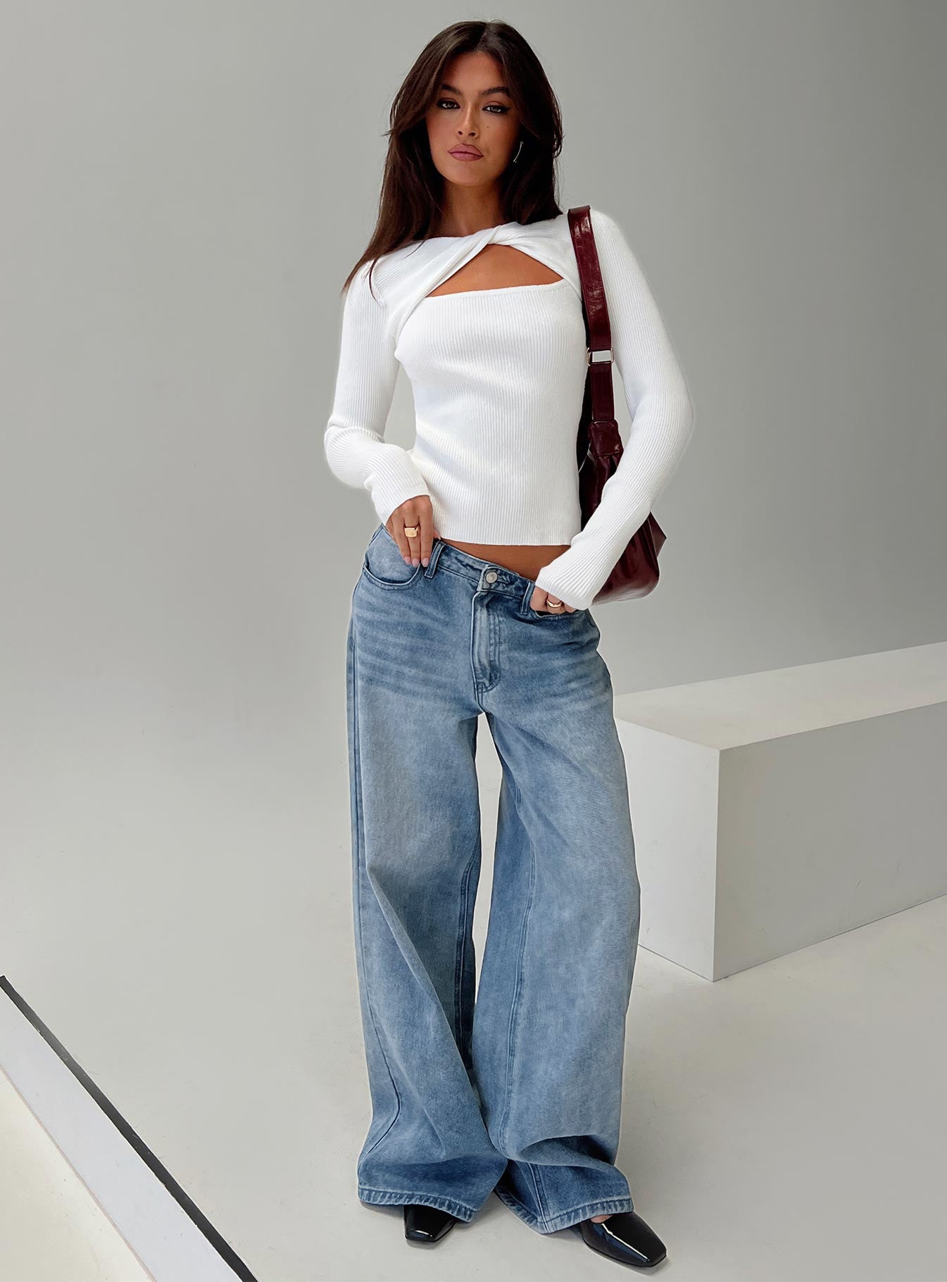 Malgit Long Sleeve Top White、mySite、solidvoid