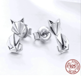 Fox Stud Sterling Silver Earrings、mySite、g9winljtr