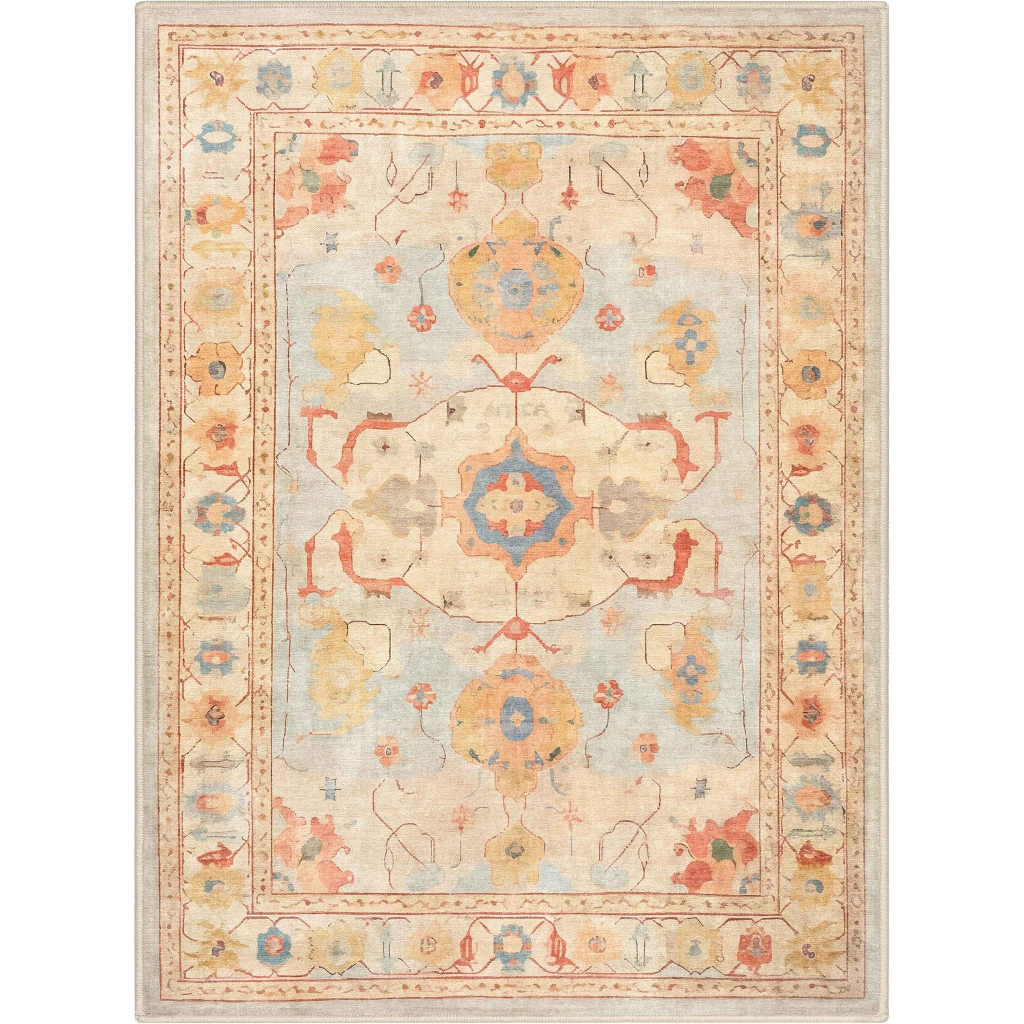 Pastel Tone On Tone - Updated Traditional Rug for Living Room Bedroom Dining Room ,Easy Clean、mySite、gigharbornorthrealestate