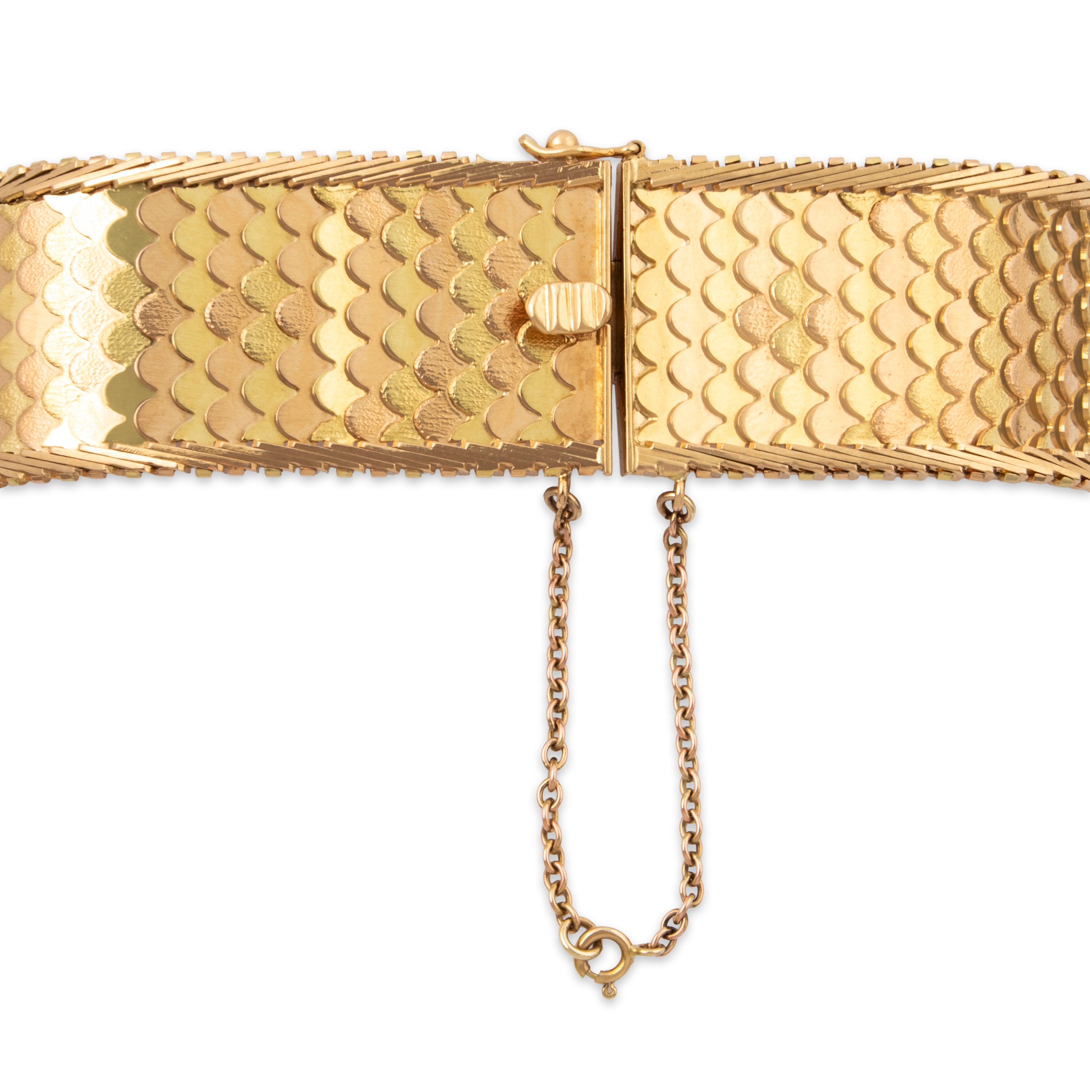 Vintage Heavy 18k Yellow & Rose Gold Stunning Sinuous Fish Scale Bracelet 7、mySite、hinf8tx79