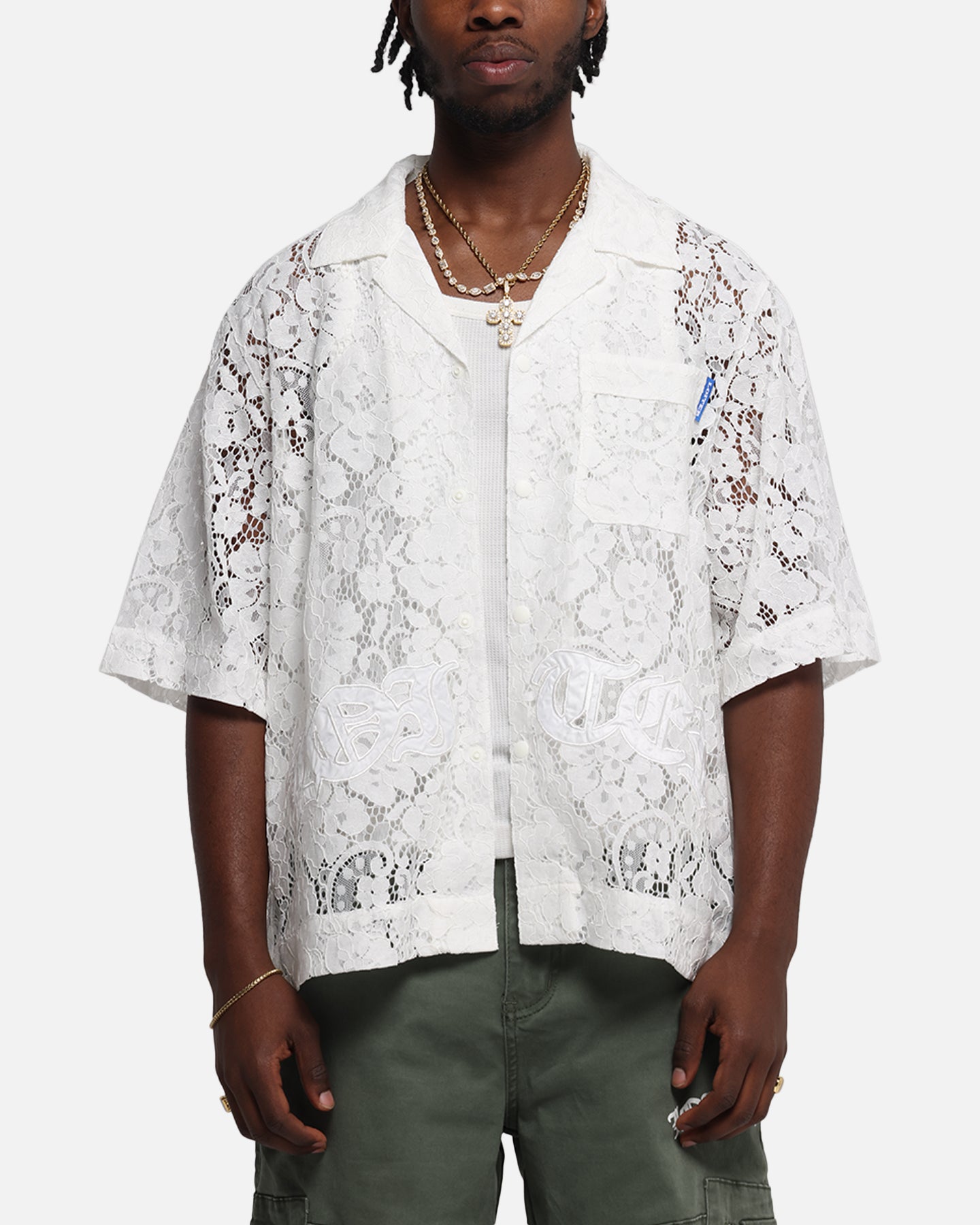 Loiter Lace Button Up Shirt Cream、mySite、zt4zffjzw